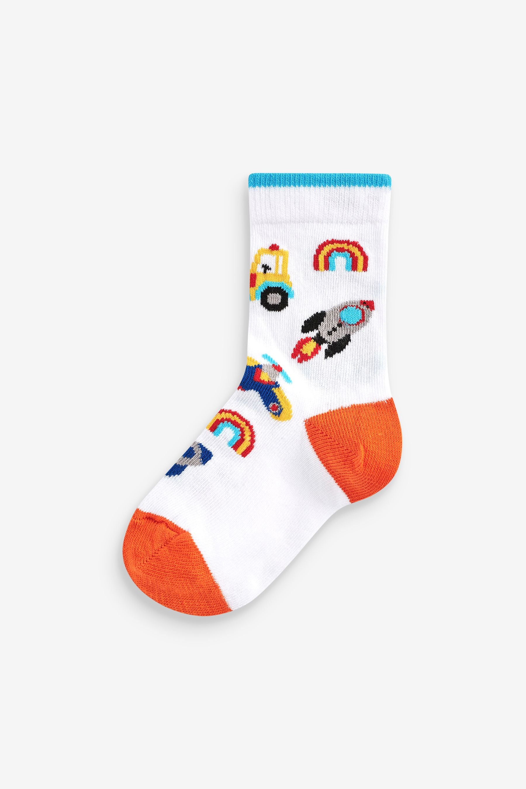 Rainbow Stripe Transport Cotton Rich Socks 7 Pack