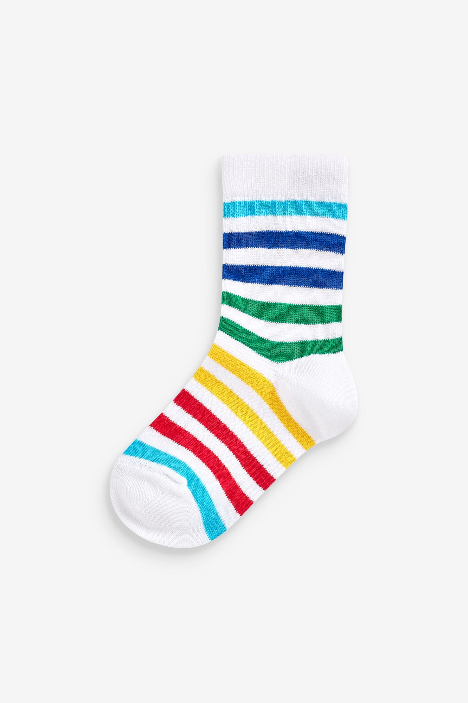 Rainbow Stripe Transport Cotton Rich Socks 7 Pack