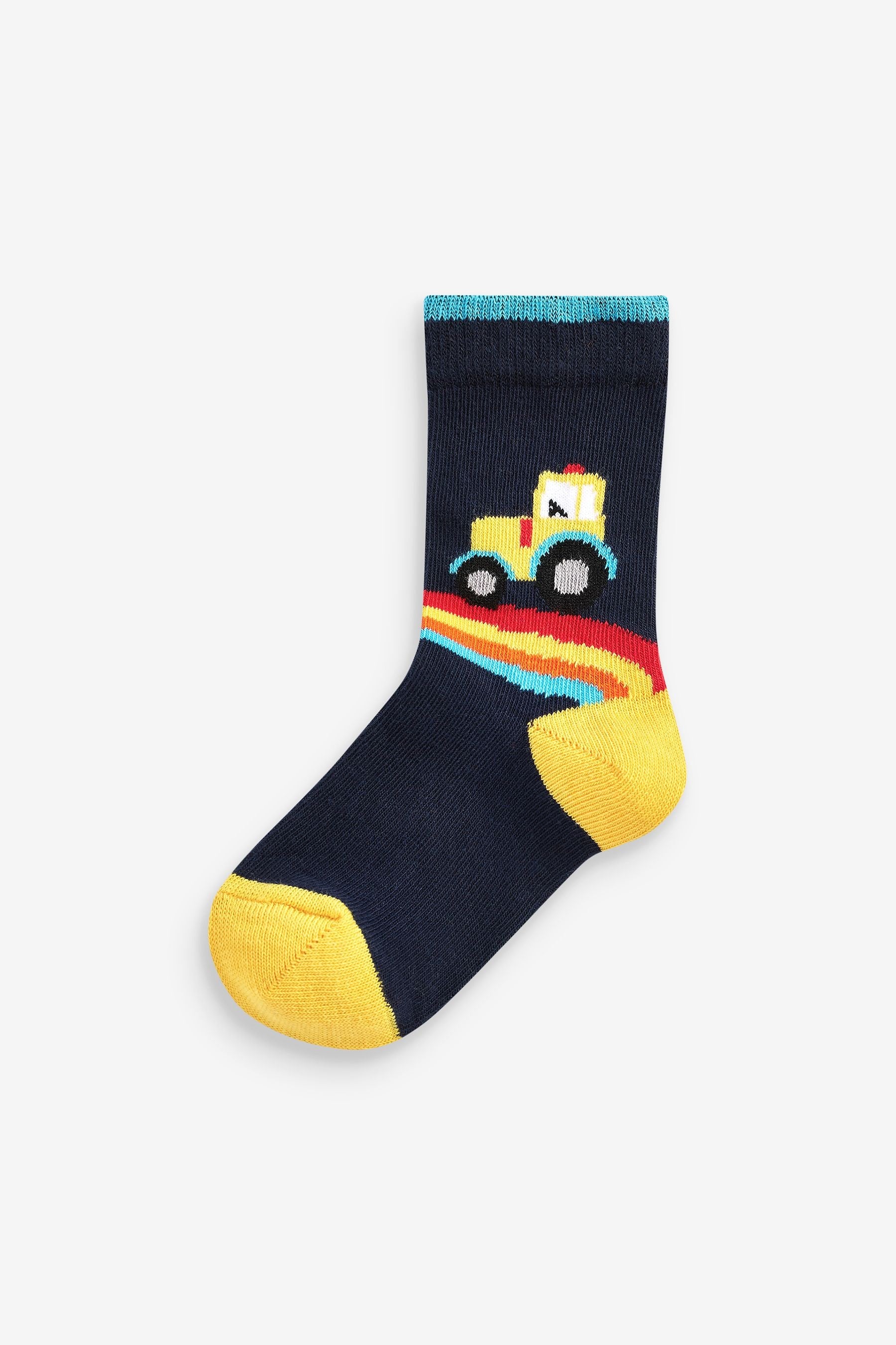 Rainbow Stripe Transport Cotton Rich Socks 7 Pack