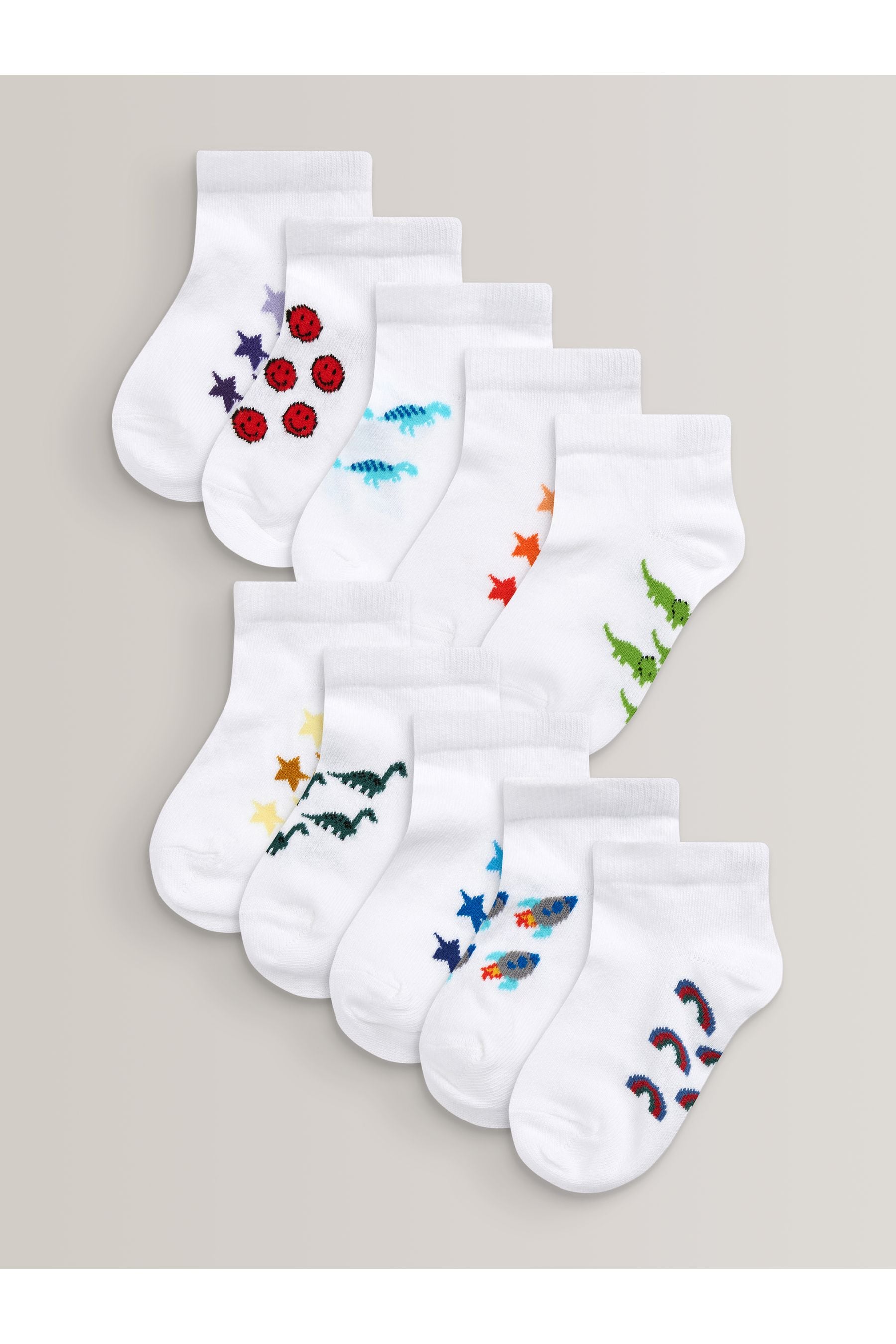 White Character 10 Pack Cotton Rich Trainer Socks