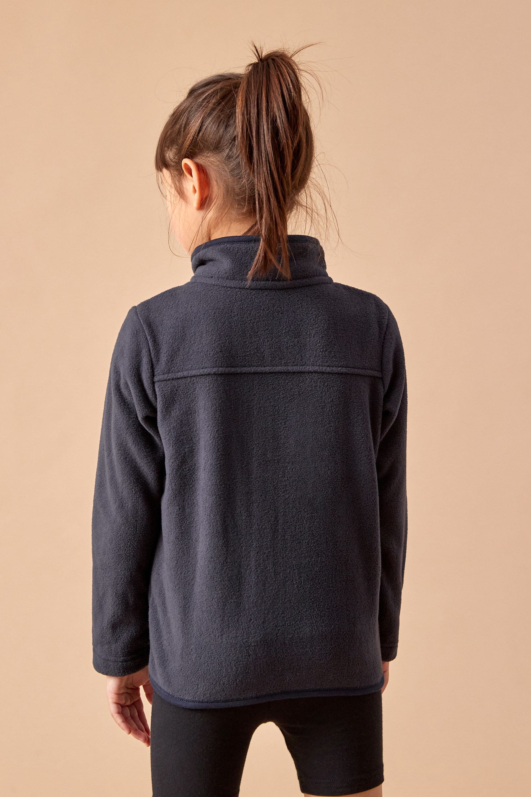 Navy Blue Zip-Up Fleece Jacket With Pockets (3-16yrs)