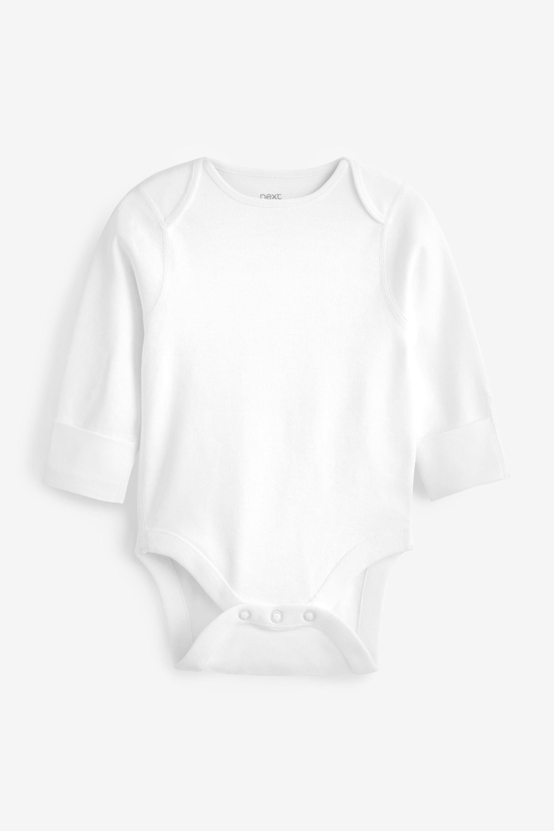 White 3 Pack Kind To Skin Long Sleeve Baby Bodysuits