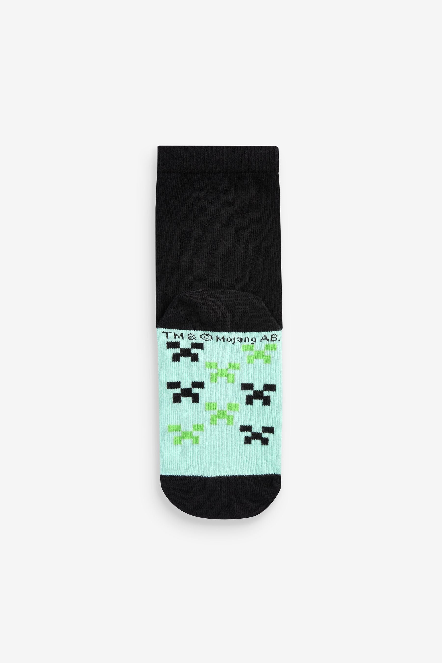 Minecraft Black 5 Pack Cotton Rich Socks