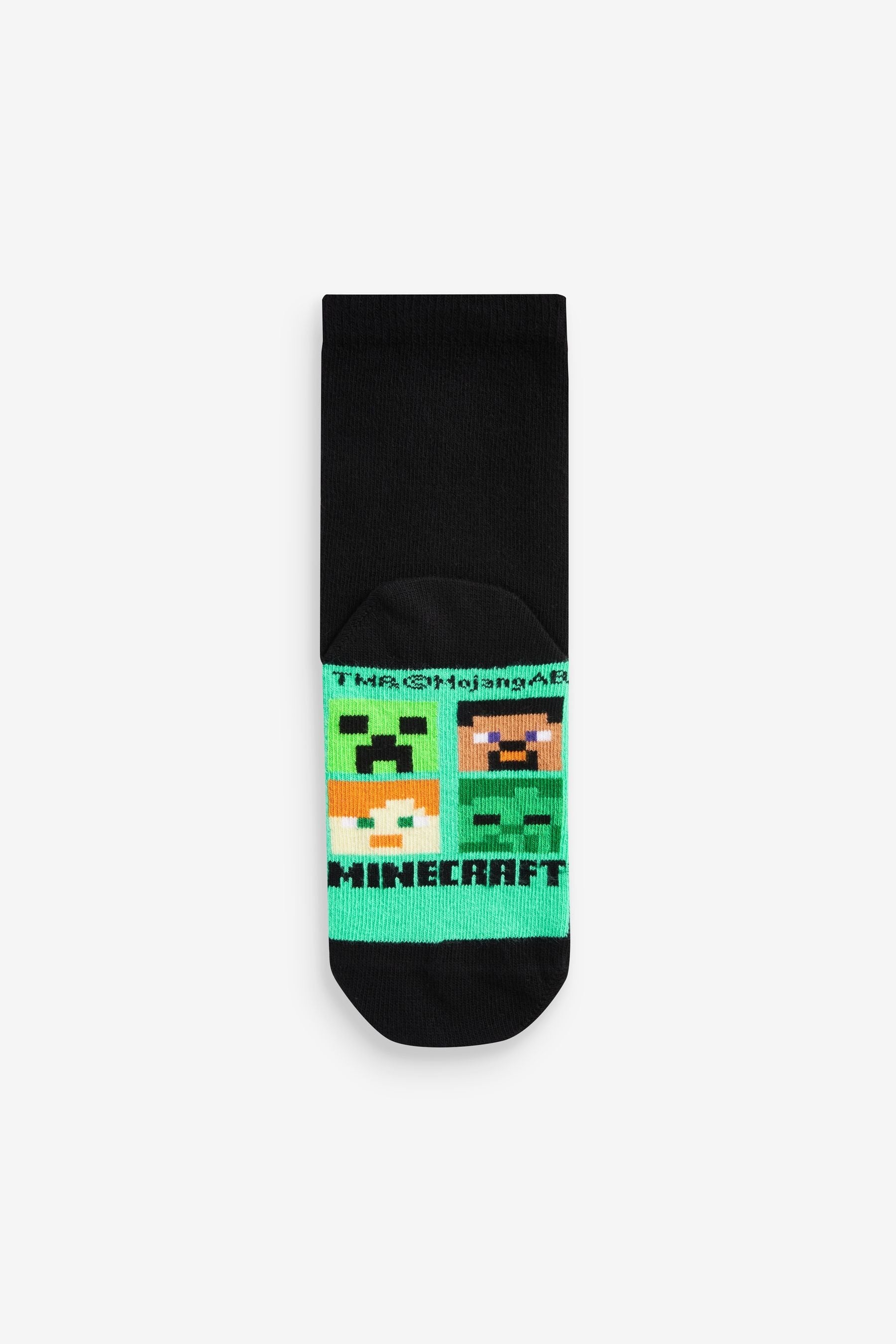 Minecraft Black 5 Pack Cotton Rich Socks