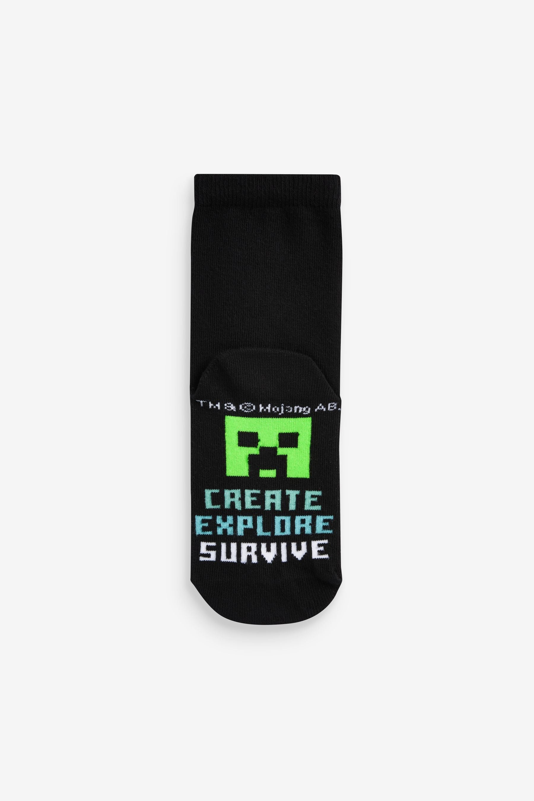 Minecraft Black 5 Pack Cotton Rich Socks