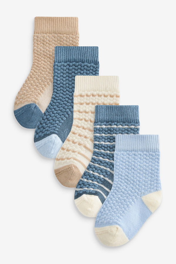 Blue/Brown Socks Baby 5 Pack (0mths-2yrs)