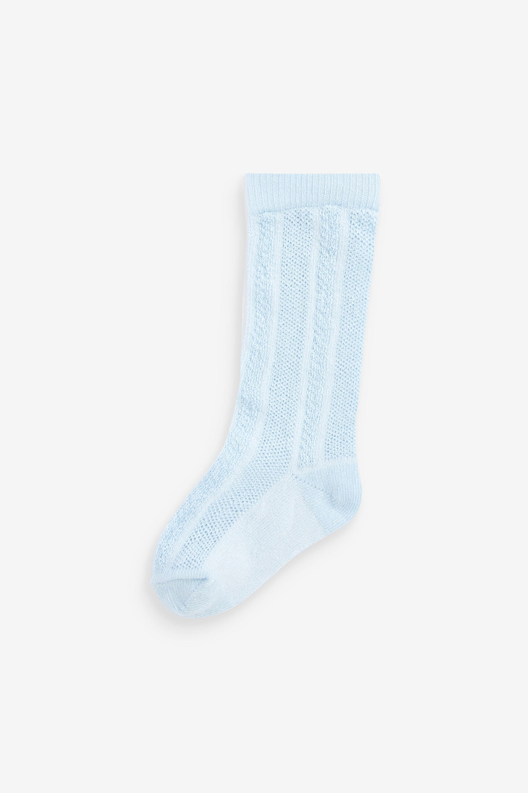 Blue Baby Knee Length Socks 3 Pack (0mths-2yrs)