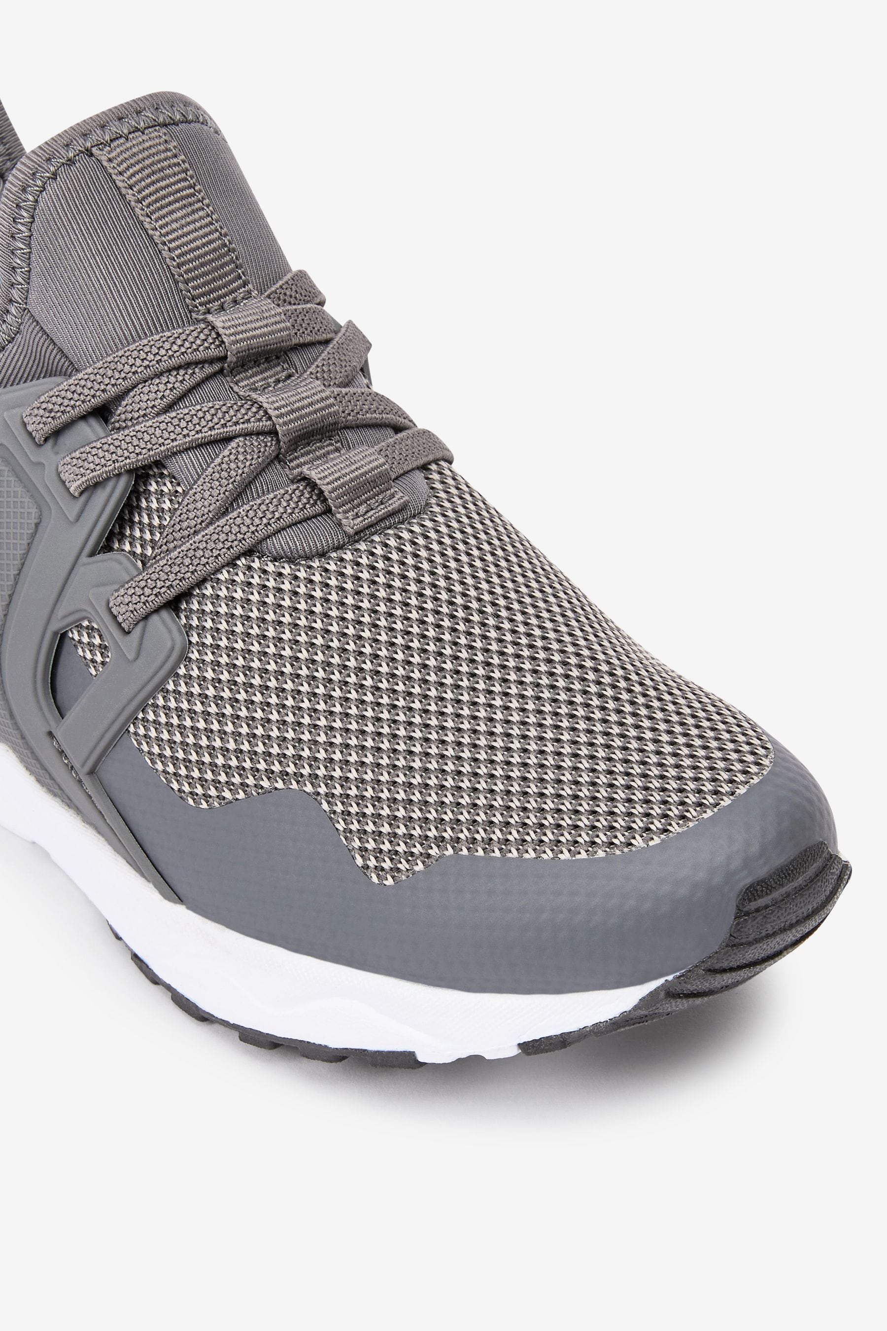 Grey Mesh Elastic Lace Trainers