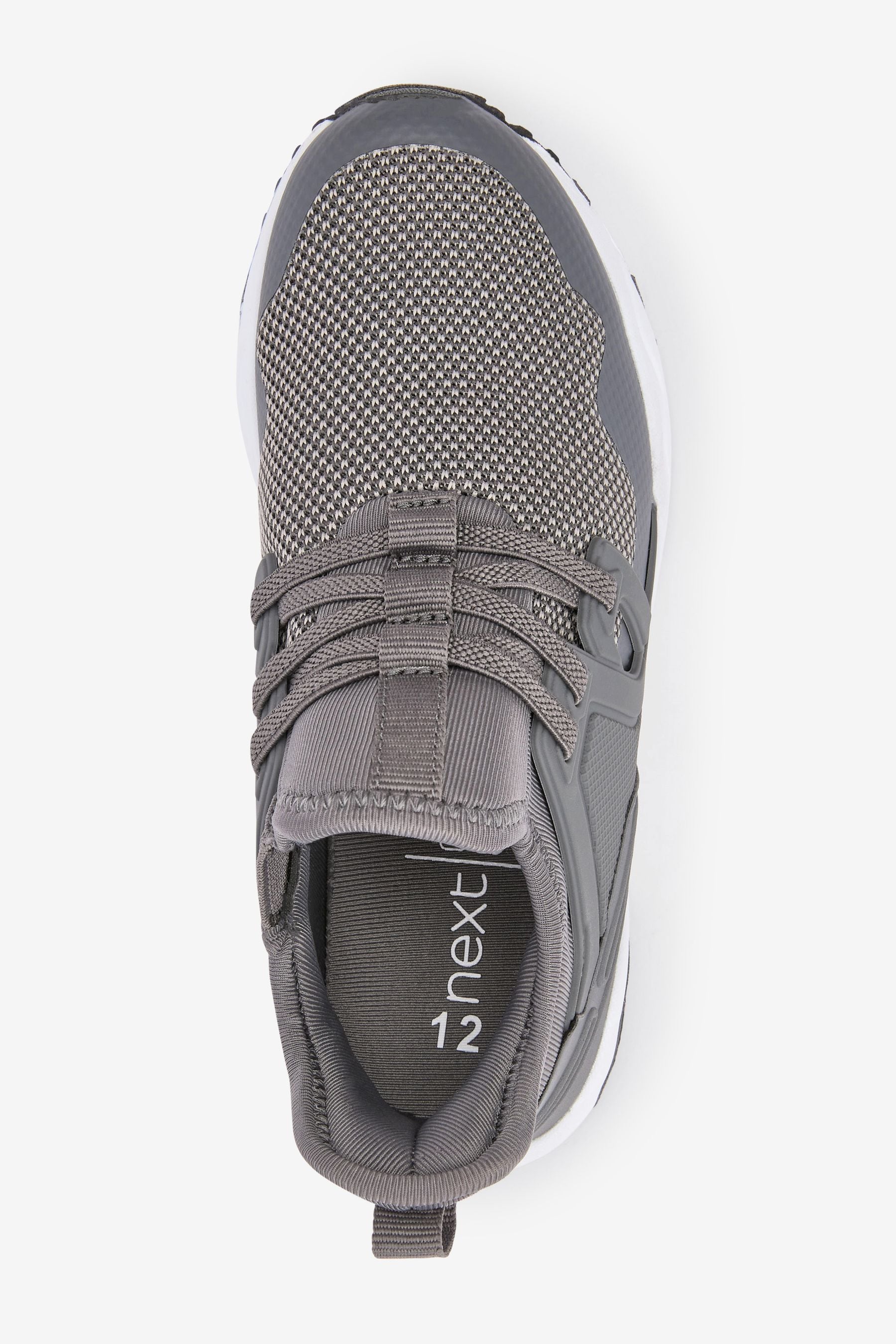 Grey Mesh Elastic Lace Trainers