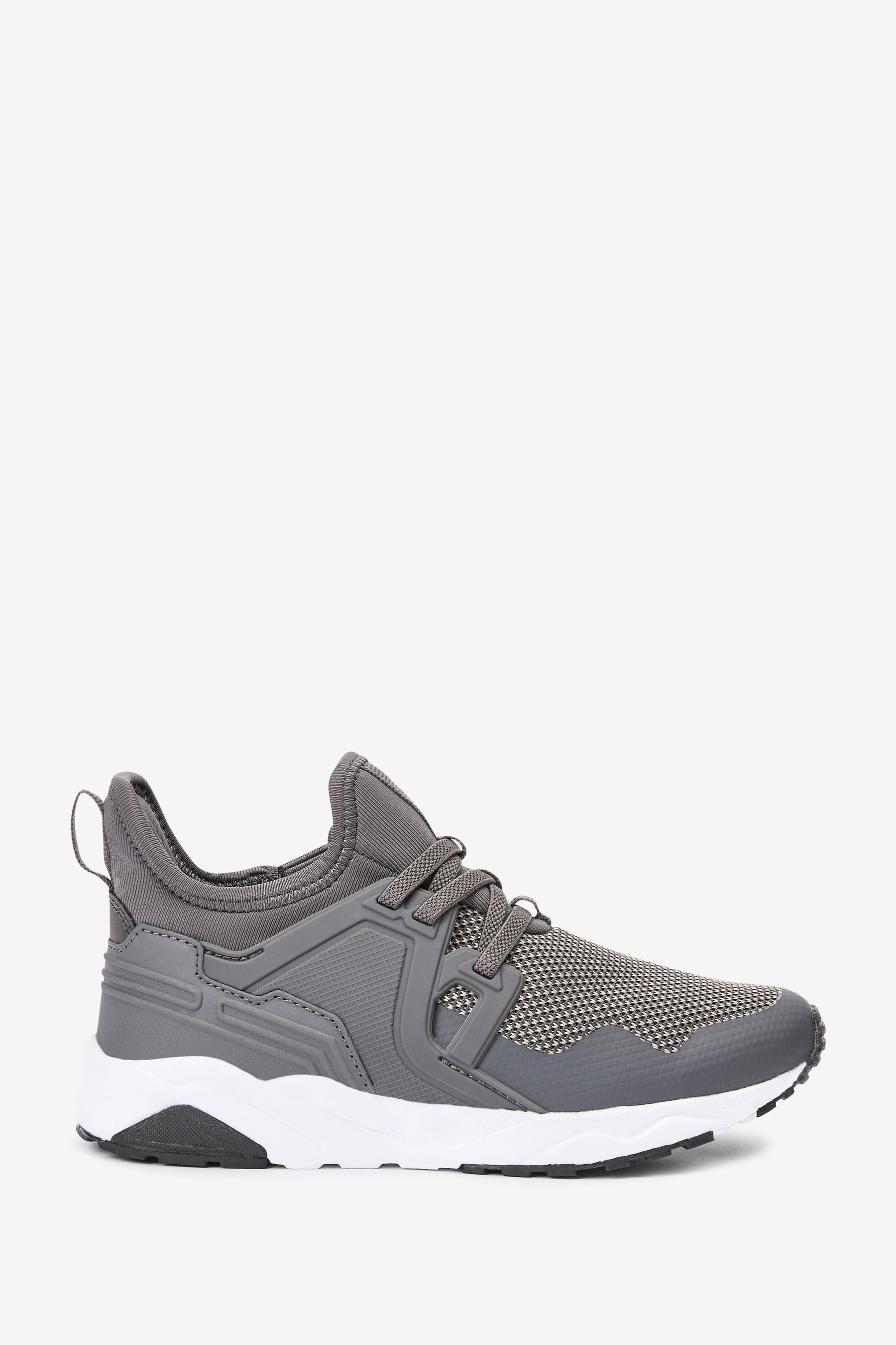 Grey Mesh Elastic Lace Trainers