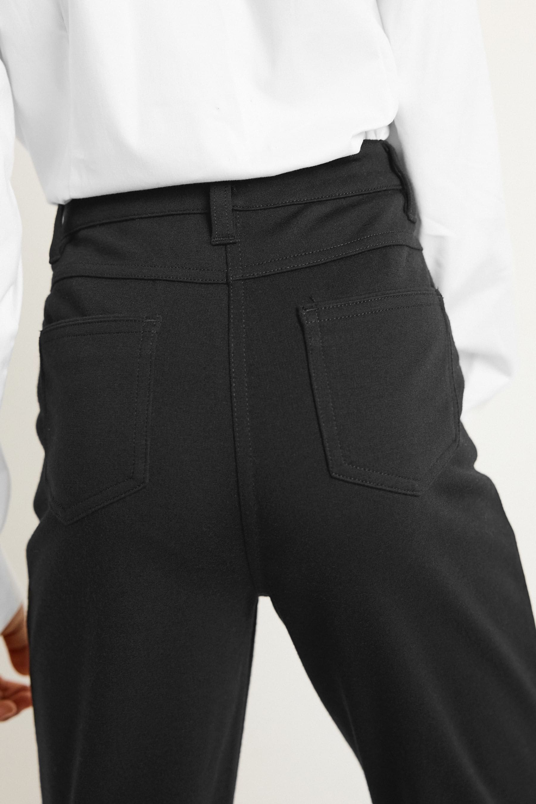 Longer Length Black Senior High Waist Stretch School Trousers (9-18yrs)