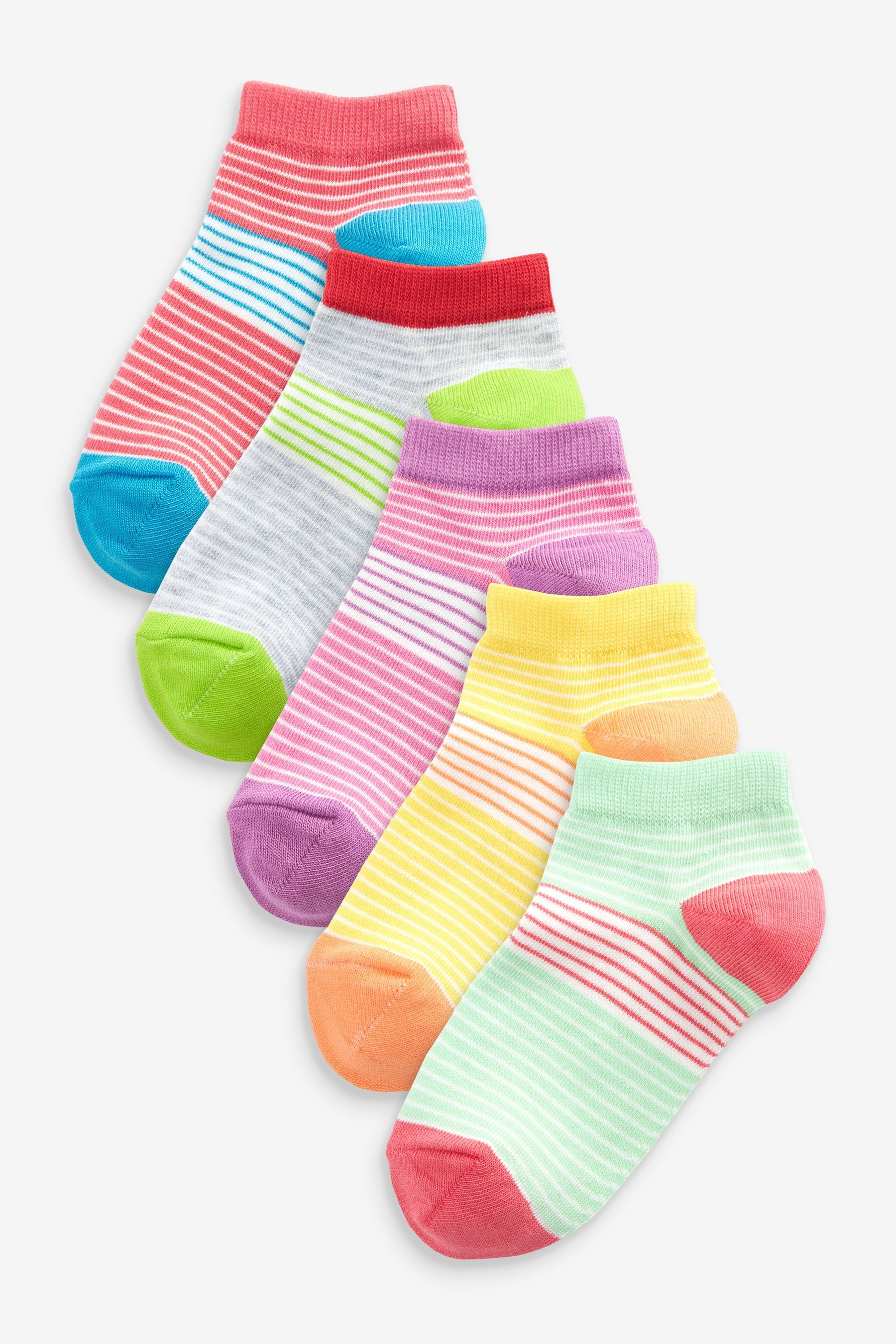 Multi 5 Pack Cotton Rich Stripe Trainer Socks