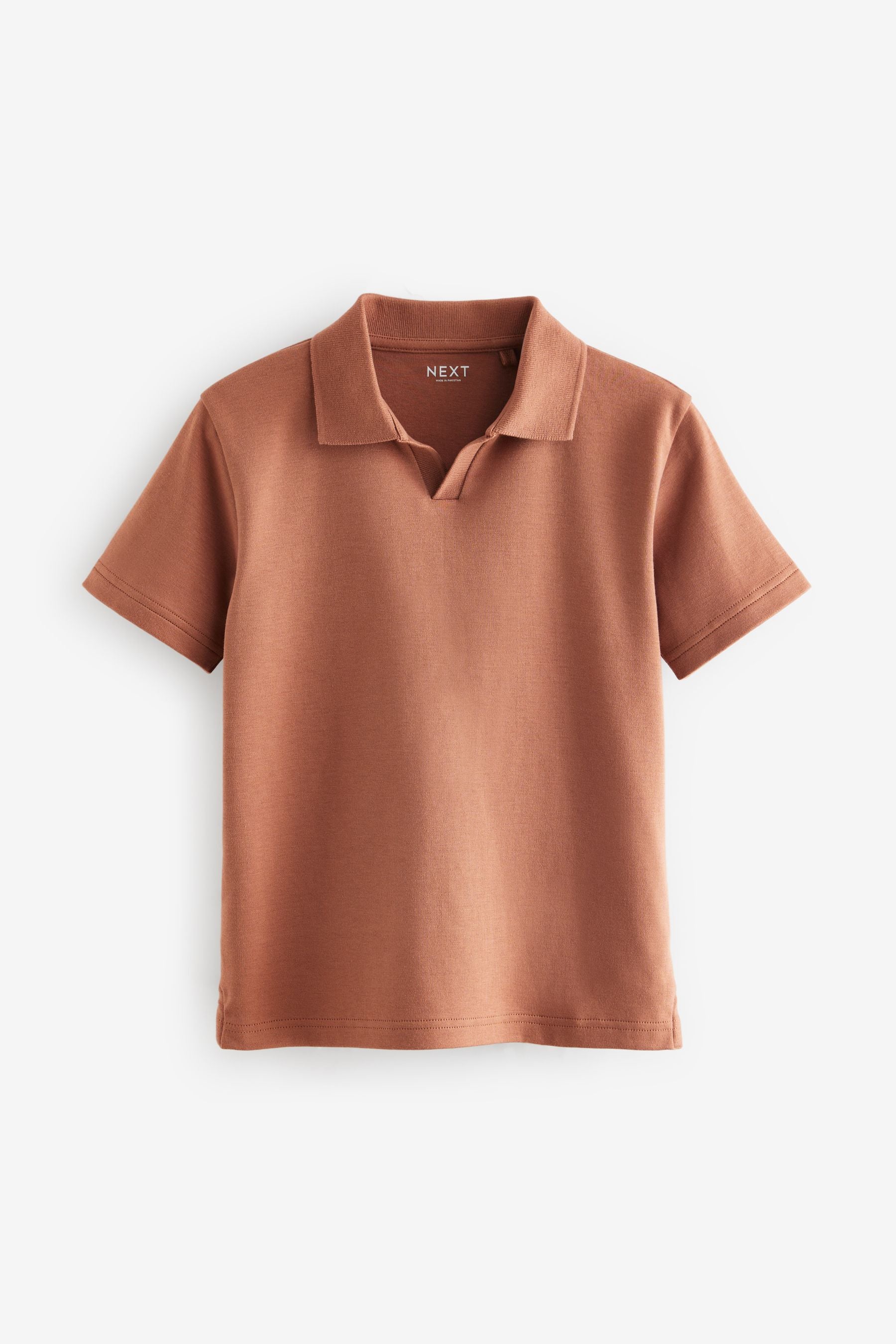 Rust Brown Revere Collar Short Sleeve 100% Cotton Polo Shirt (3-16yrs)