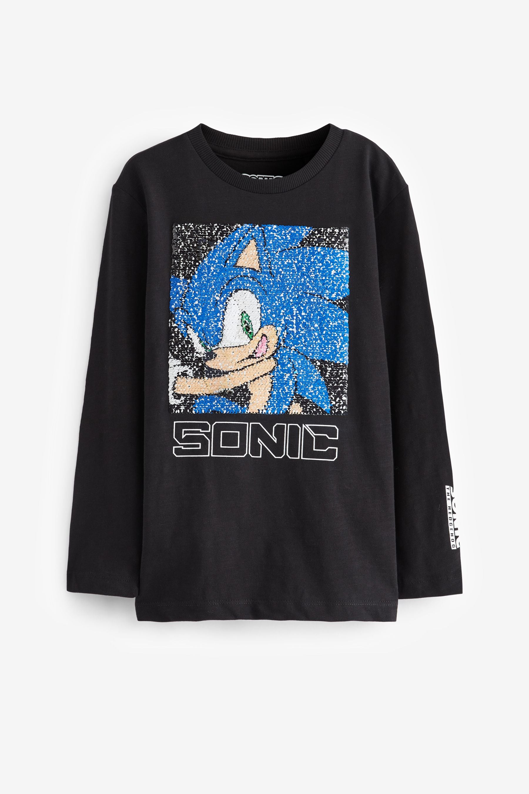 Sonic Black Long Sleeve Flippy Sequin License T-Shirt (3-14yrs)