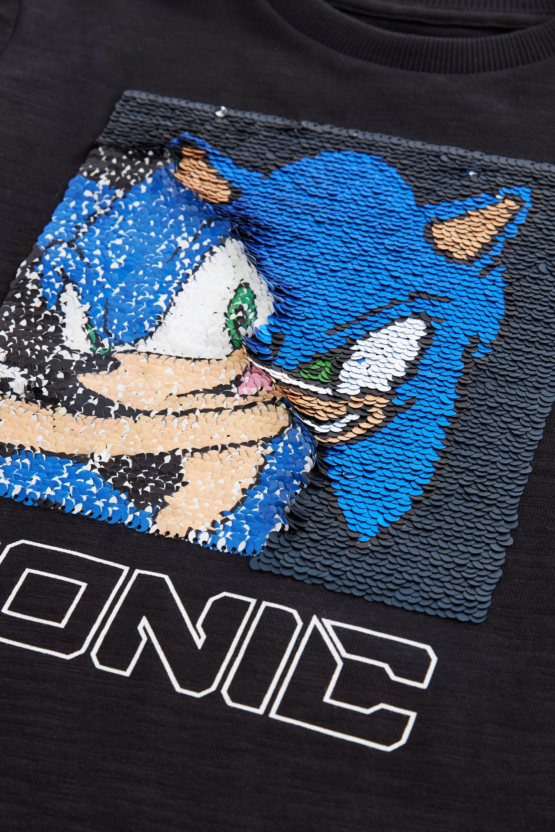 Sonic Black Long Sleeve Flippy Sequin License T-Shirt (3-14yrs)