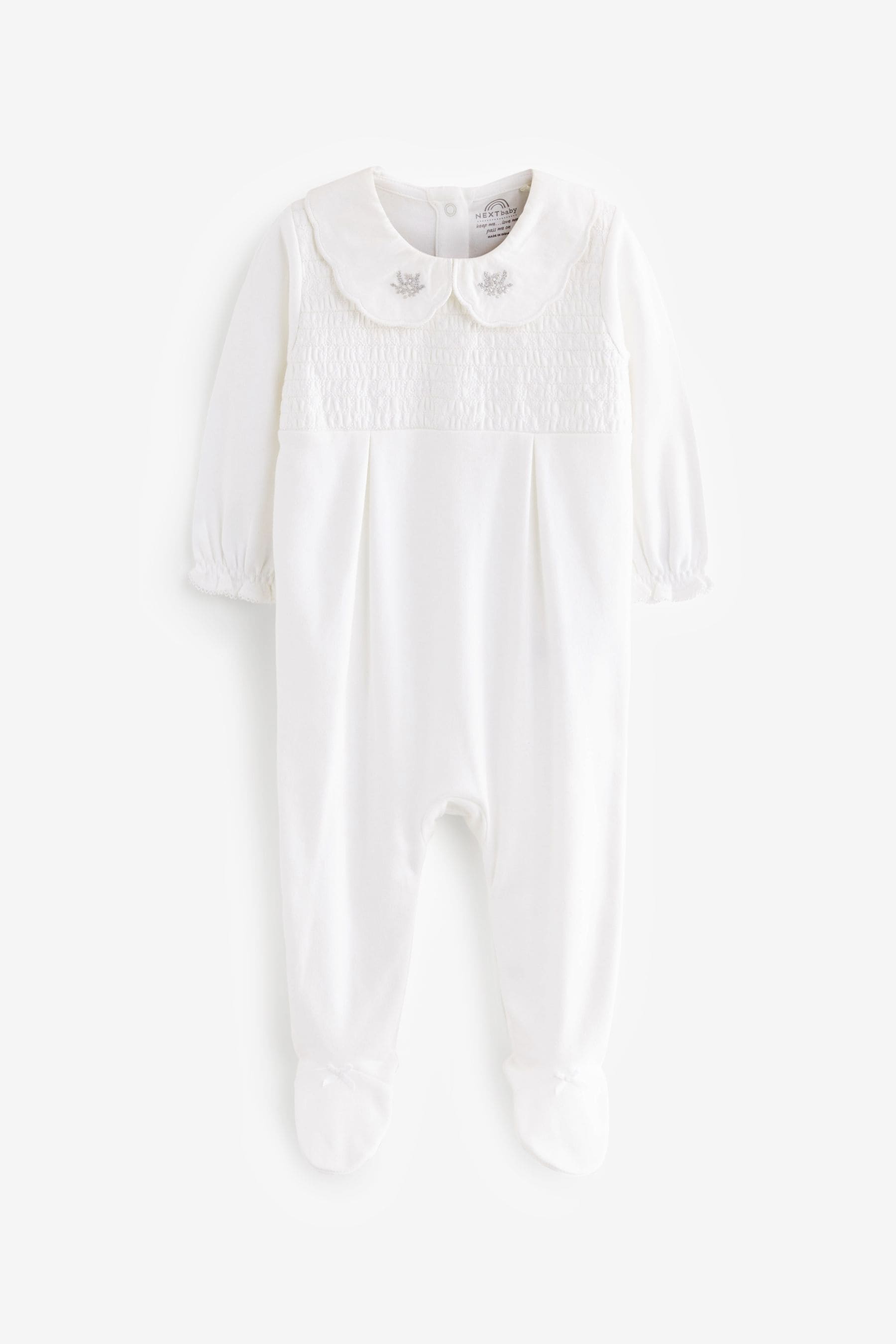 White Ground 100% Cotton Single Smart Sleepsuit (0-2yrs)