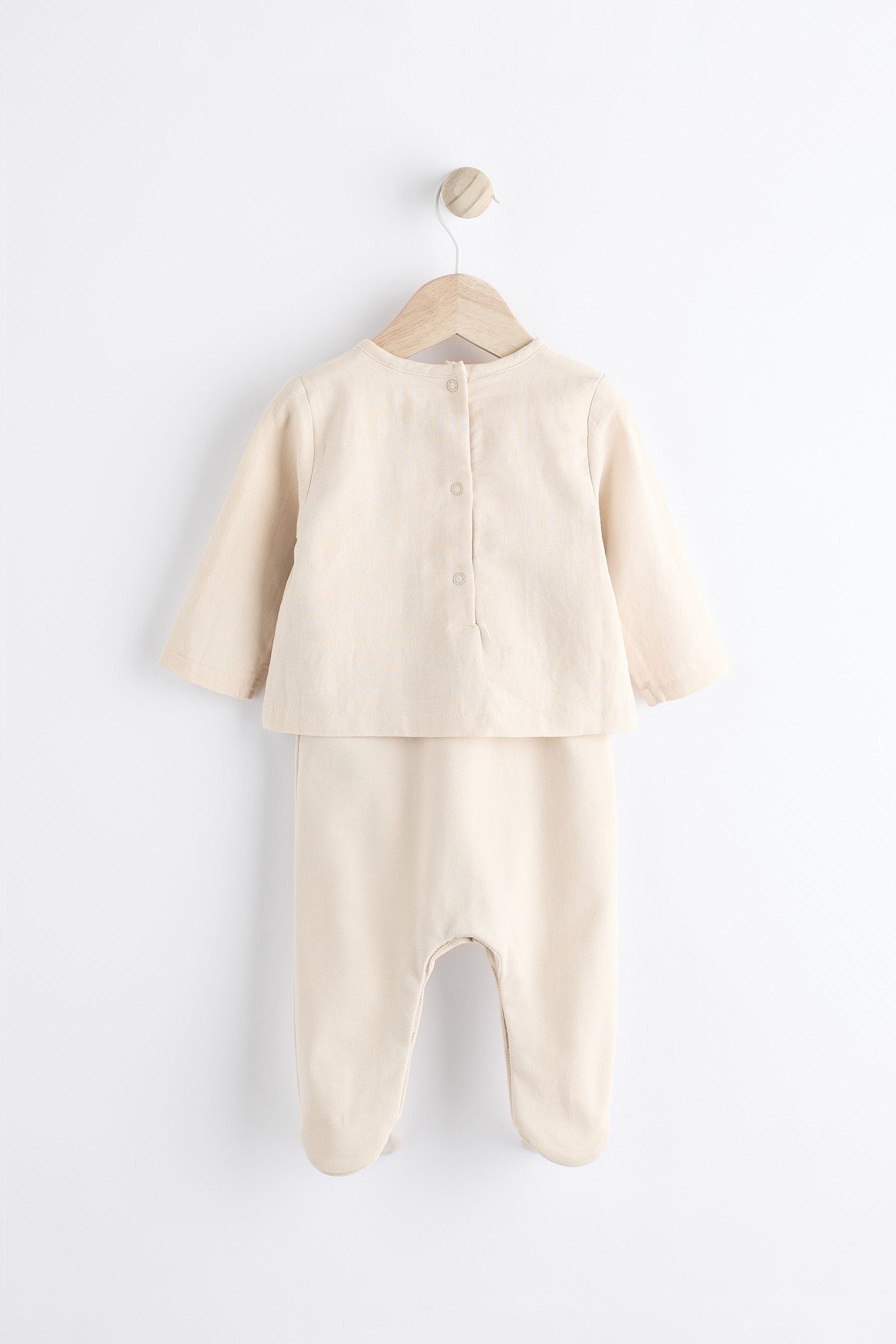 Ecru White Occasion Mock Shirt Baby Sleepsuit (0-18mths)