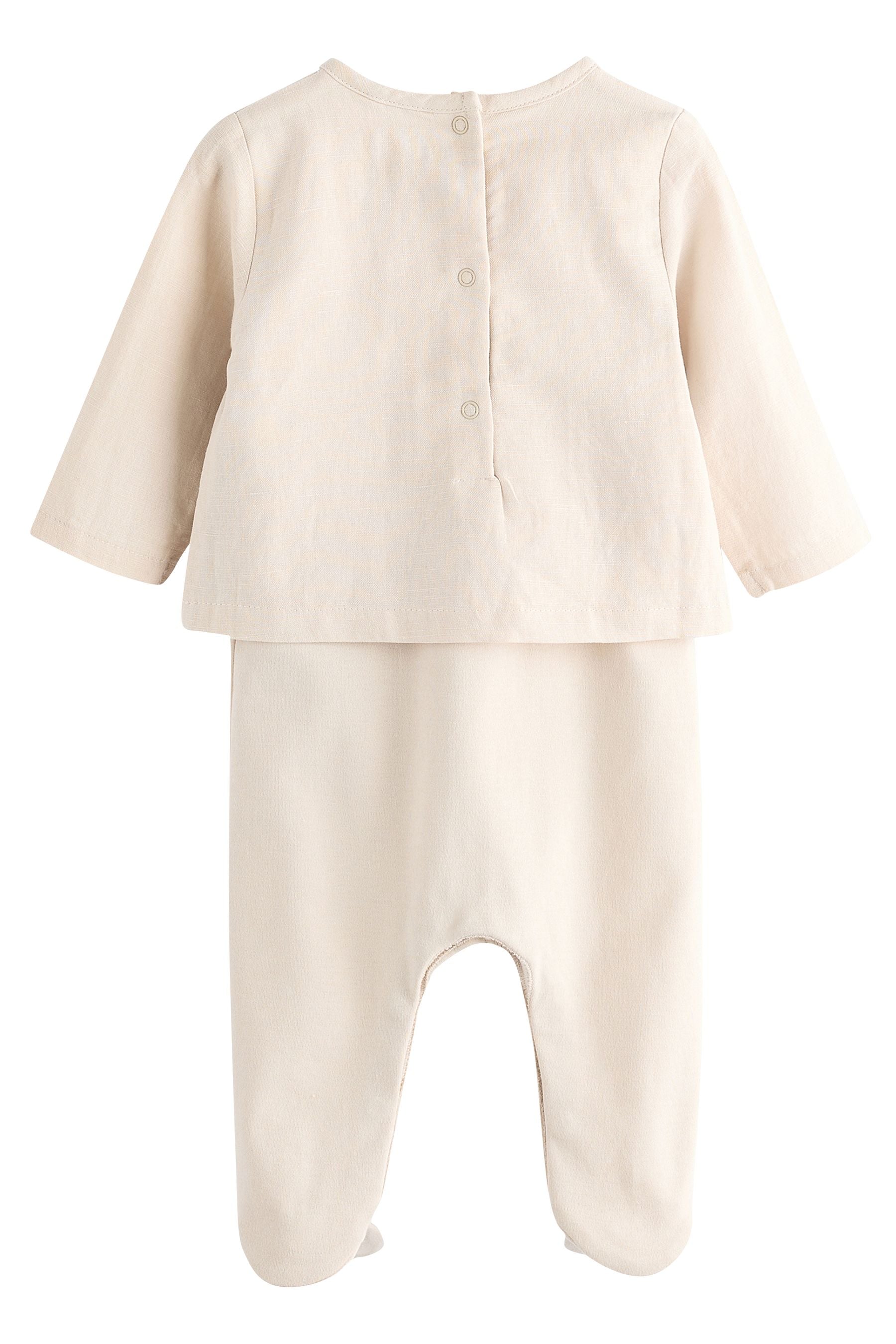 Ecru White Occasion Mock Shirt Baby Sleepsuit (0-18mths)