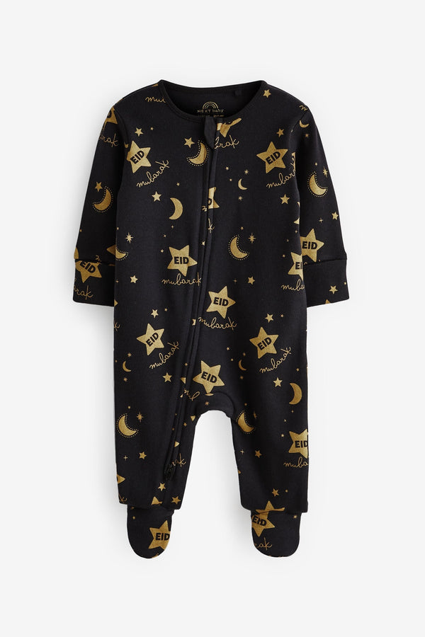 Black/Gold Baby Eid Sleepsuit (0mths-2yrs)