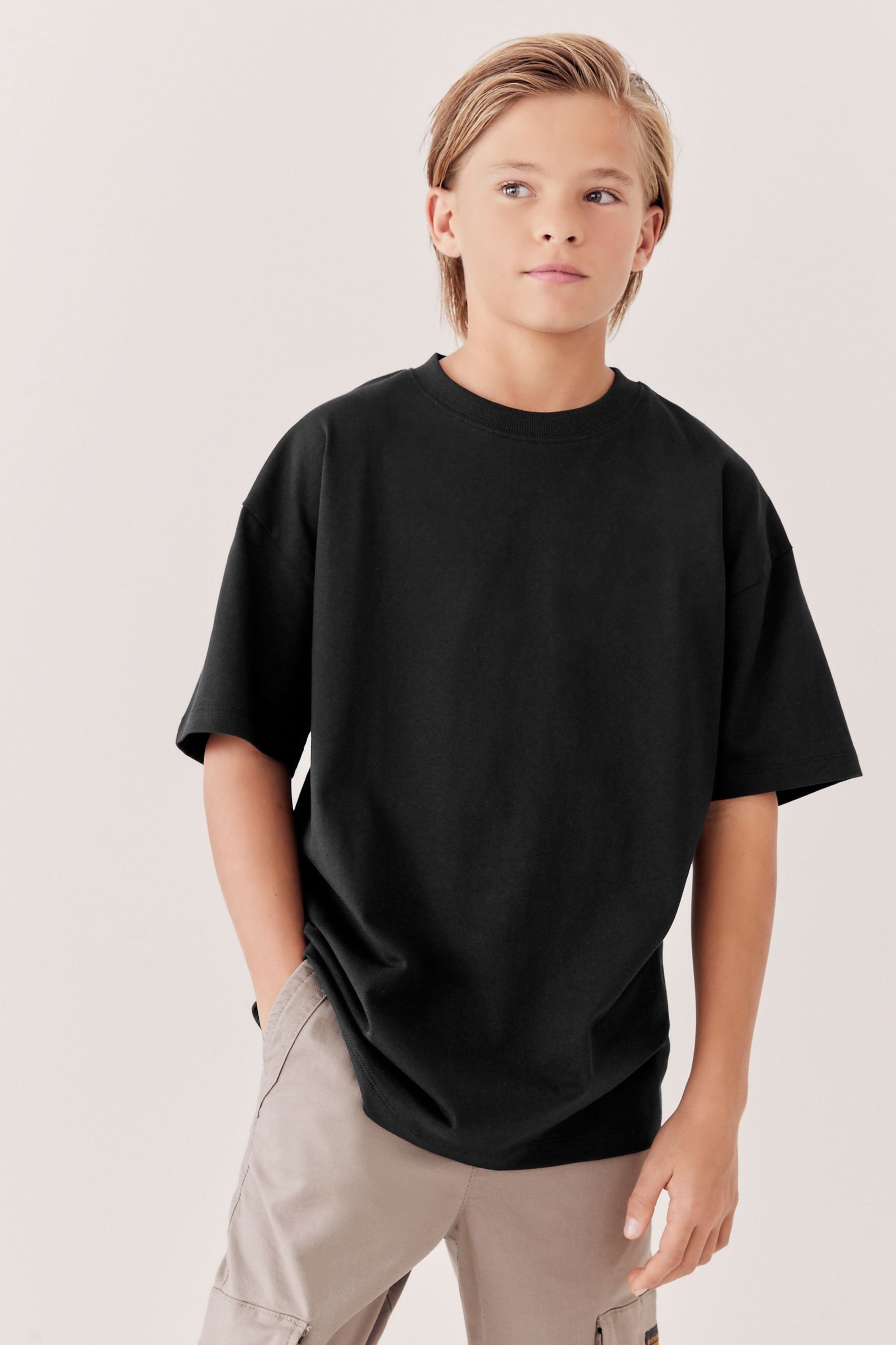 Black Relaxed Fit Short Sleeve 100% Cotton T-Shirt (3-16yrs)