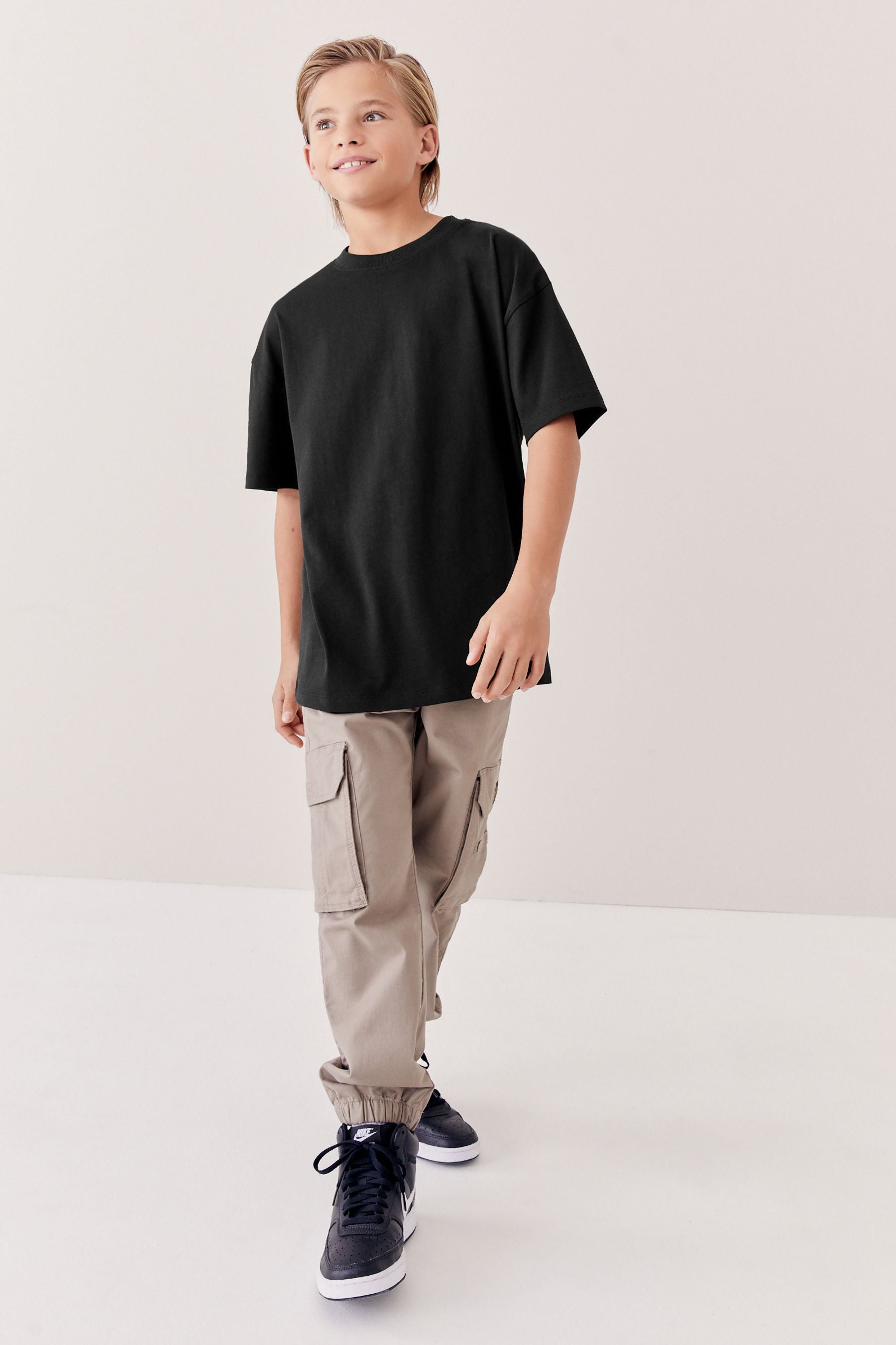 Black Relaxed Fit Short Sleeve 100% Cotton T-Shirt (3-16yrs)