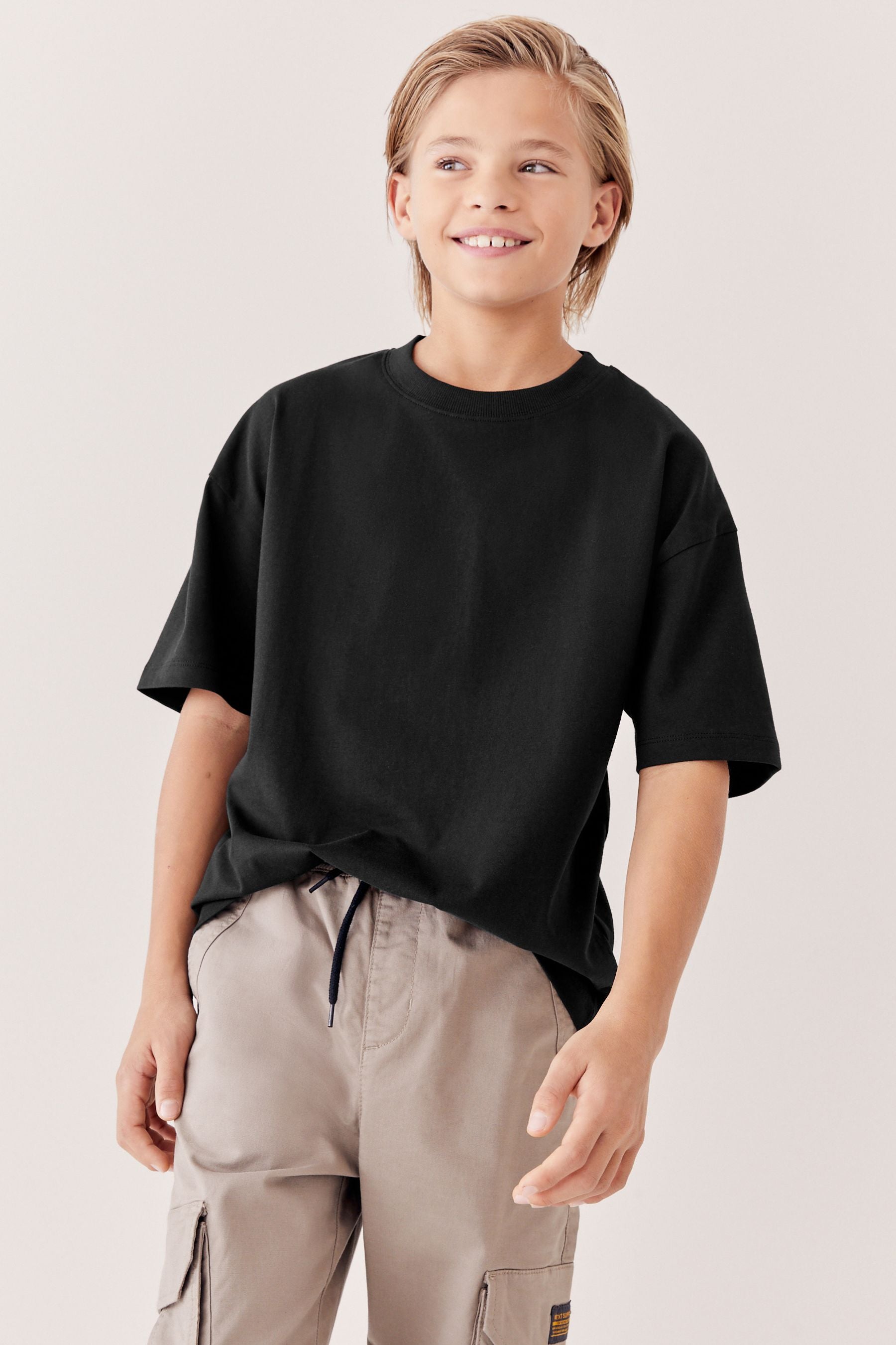 Black Relaxed Fit Short Sleeve 100% Cotton T-Shirt (3-16yrs)