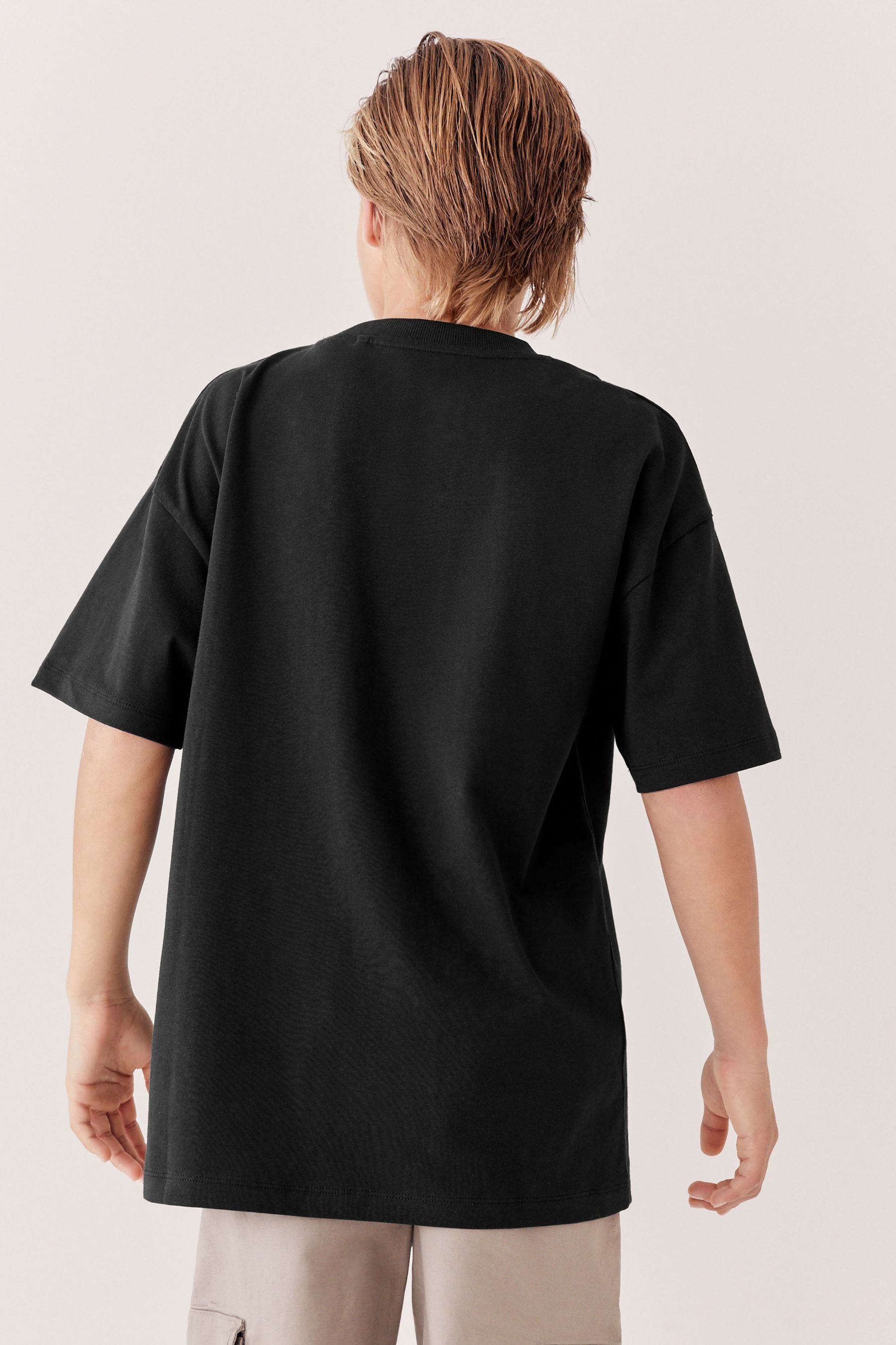 Black Relaxed Fit Short Sleeve 100% Cotton T-Shirt (3-16yrs)