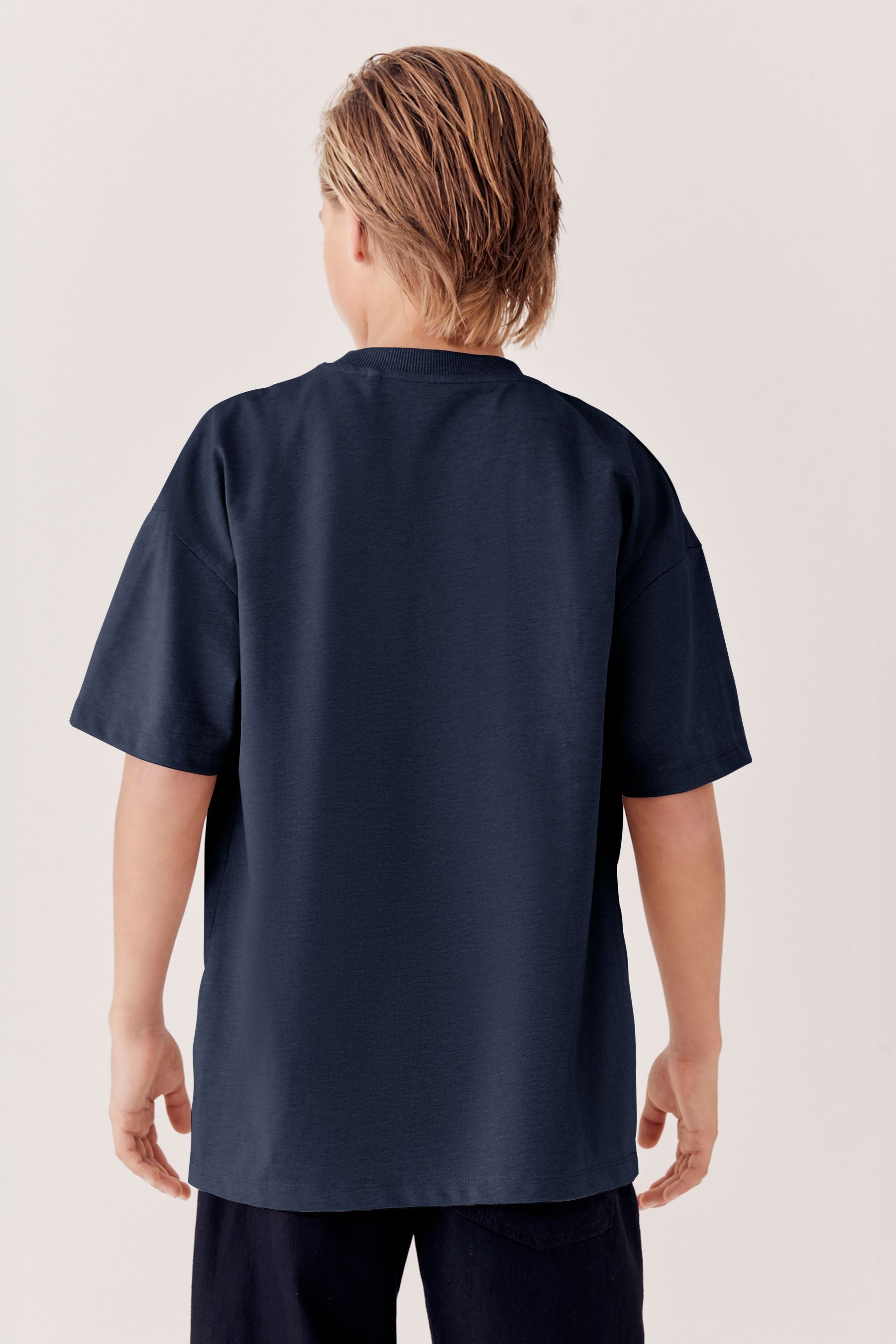 Blue Navy Relaxed Fit Short Sleeve 100% Cotton T-Shirt (3-16yrs)