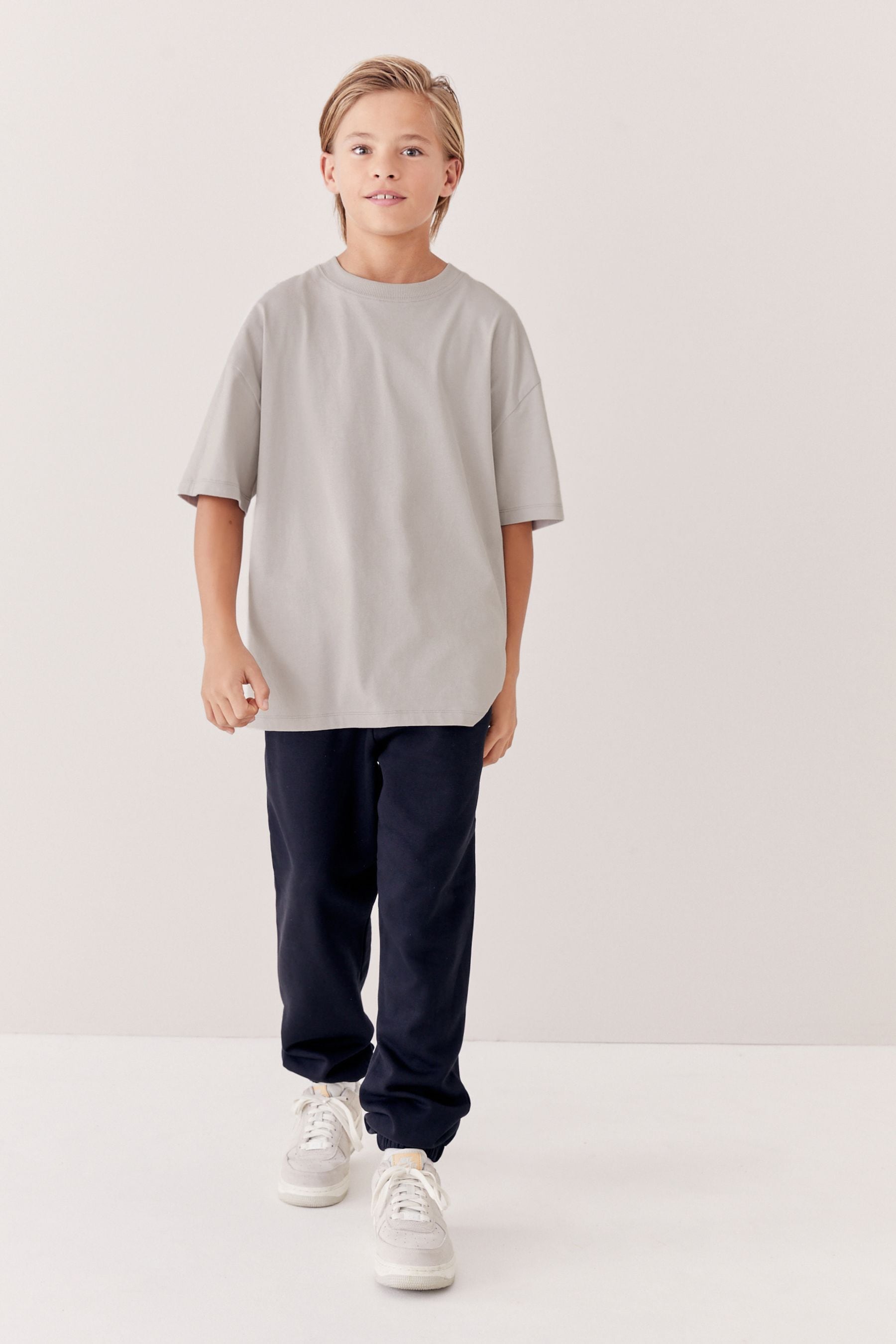 Grey Pale Oversized Fit Short Sleeve 100% Cotton T-Shirt (3-16yrs)