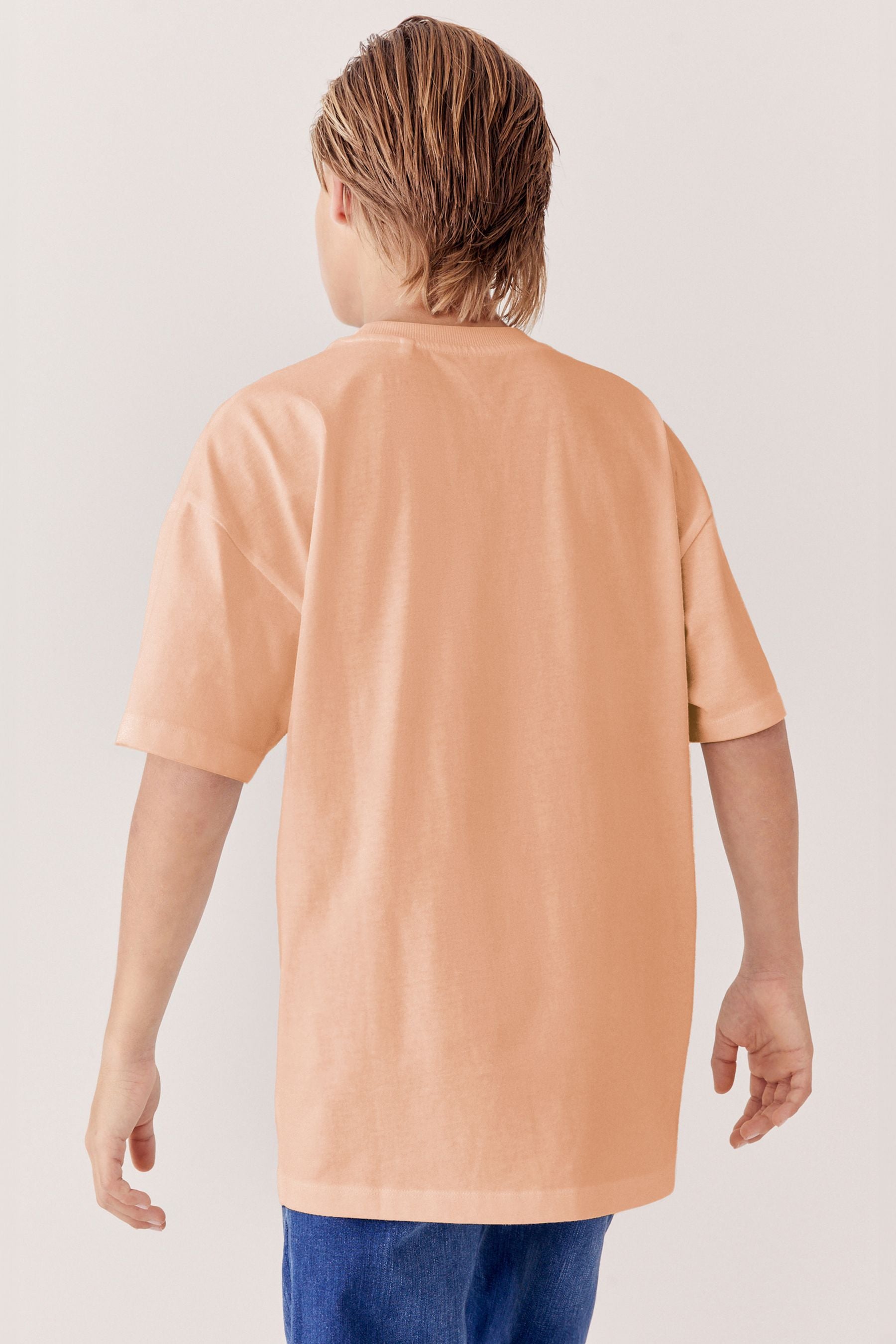 Orange Peach Oversized Cotton Short Sleeve T-Shirt (3-16yrs)