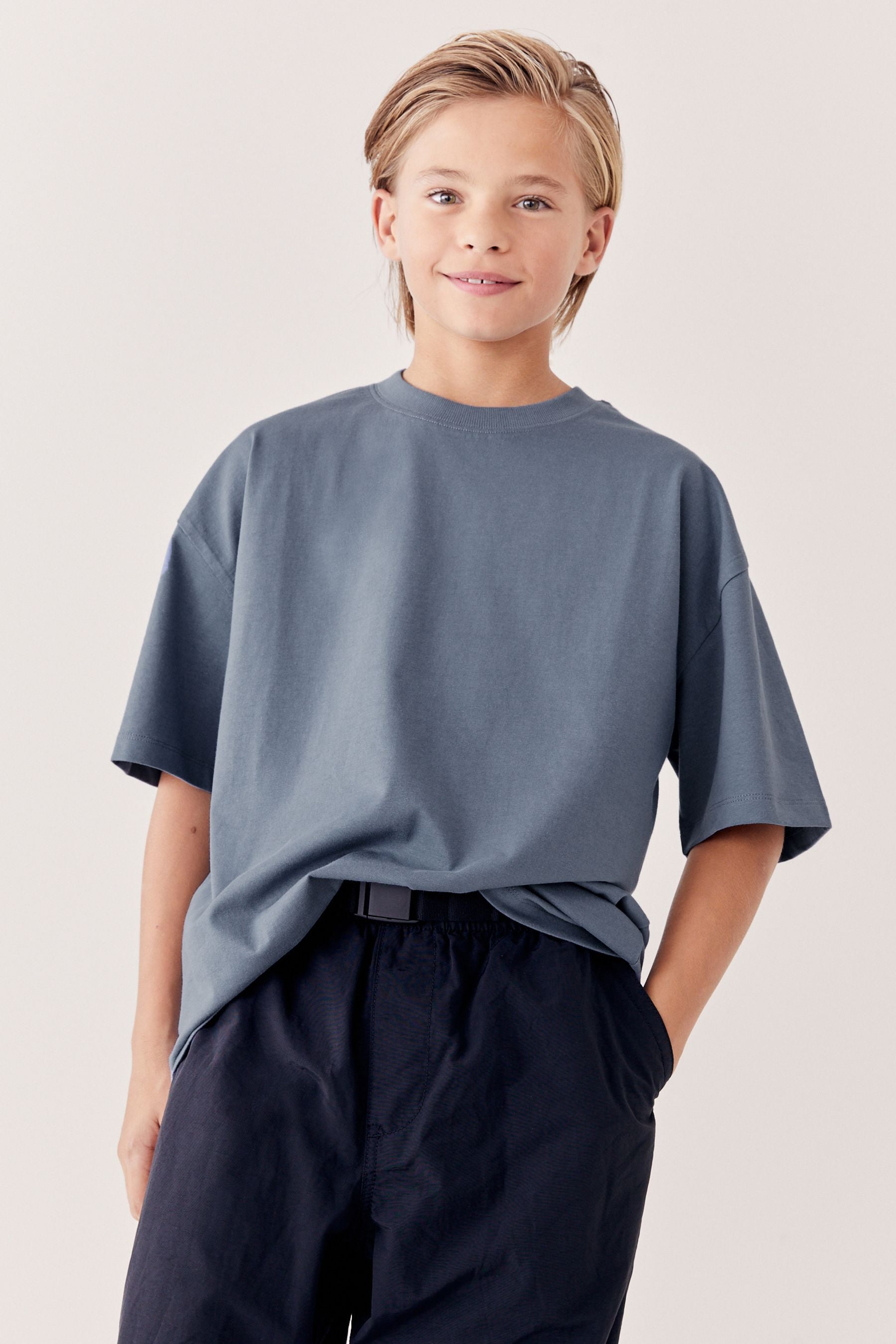 Blue Oversized Cotton Short Sleeve T-Shirt (3-16yrs)