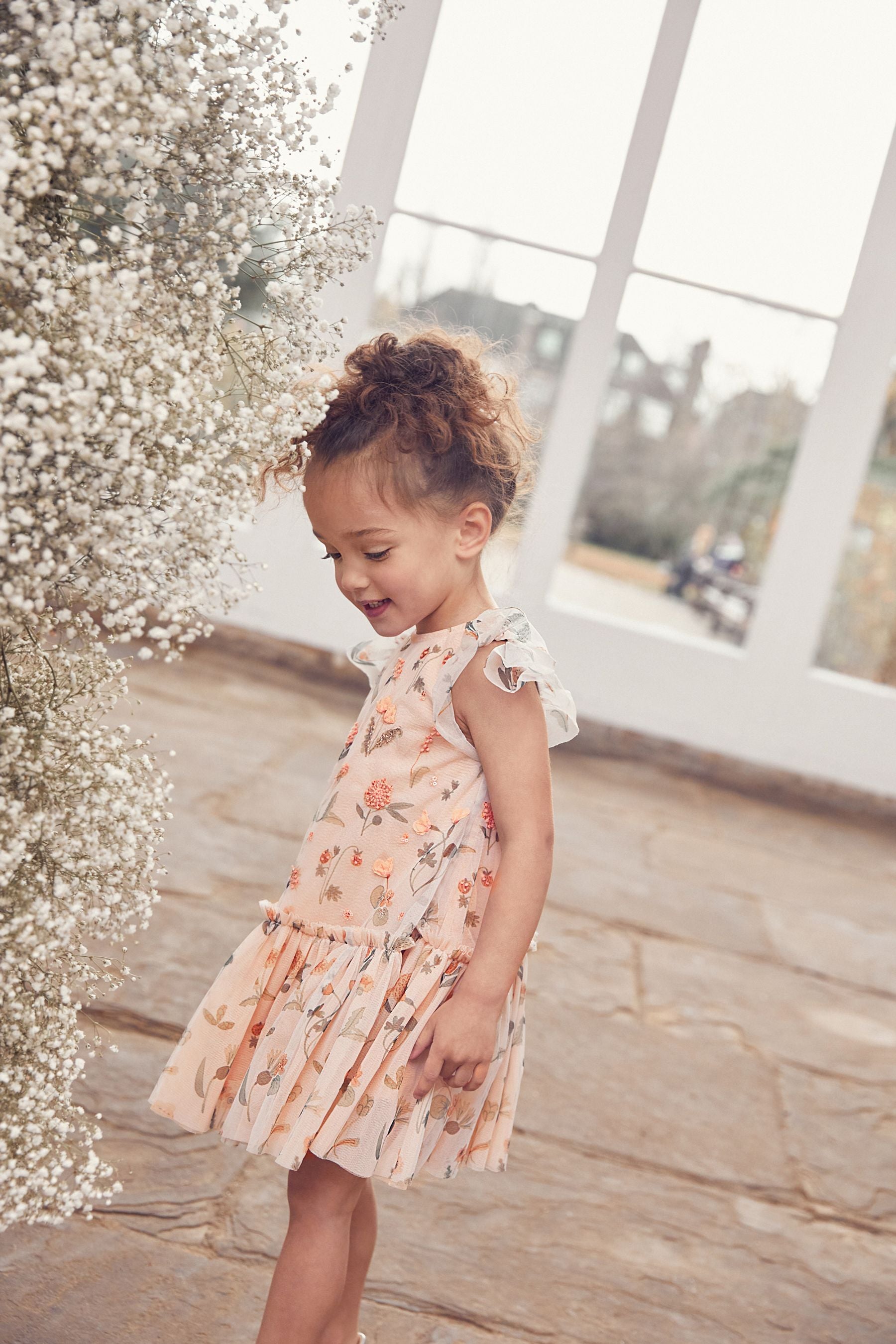 Champagne Sequin Embellished Mesh Party Dress (3mths-7yrs)