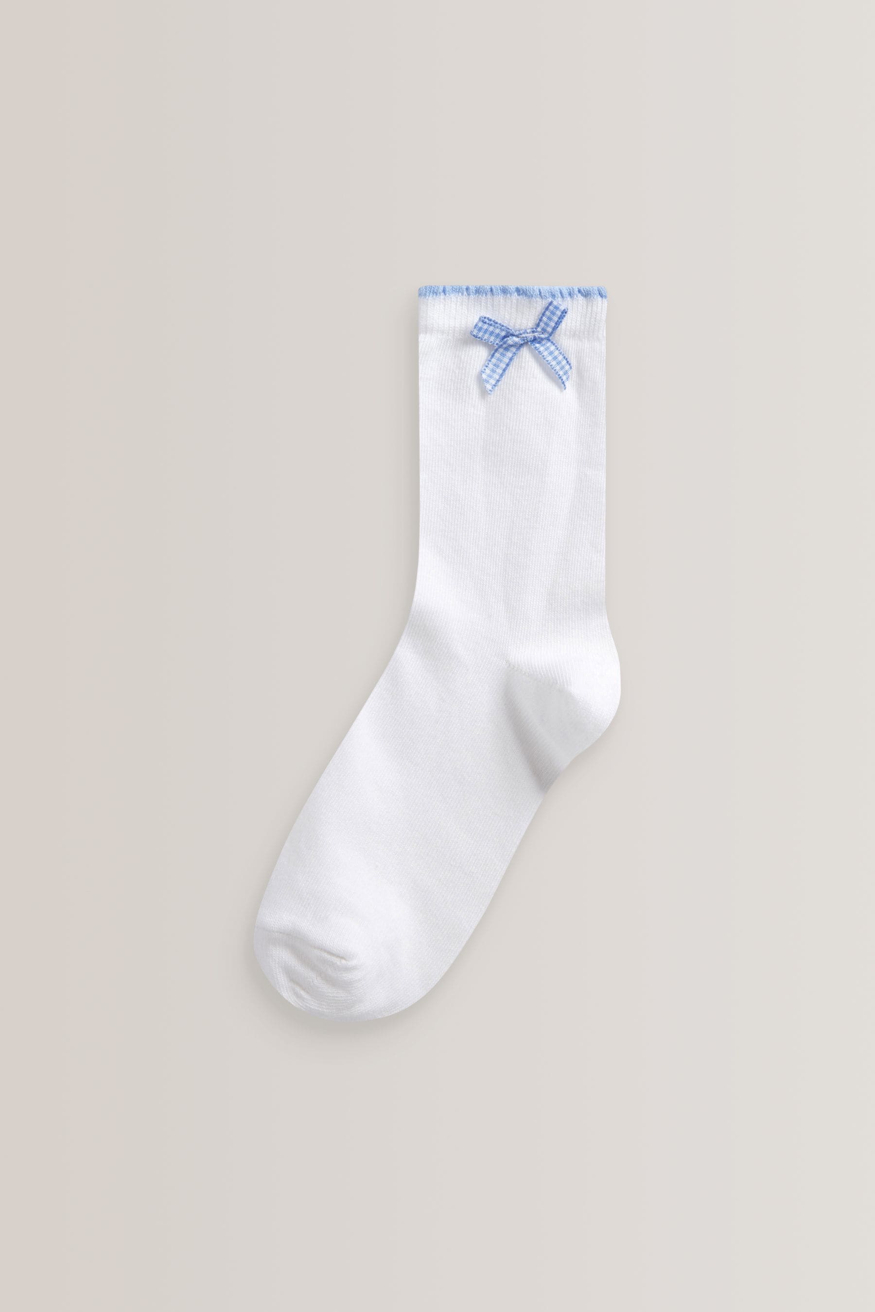 Blue 5 Pack Cotton Rich Gingham Ankle School Socks