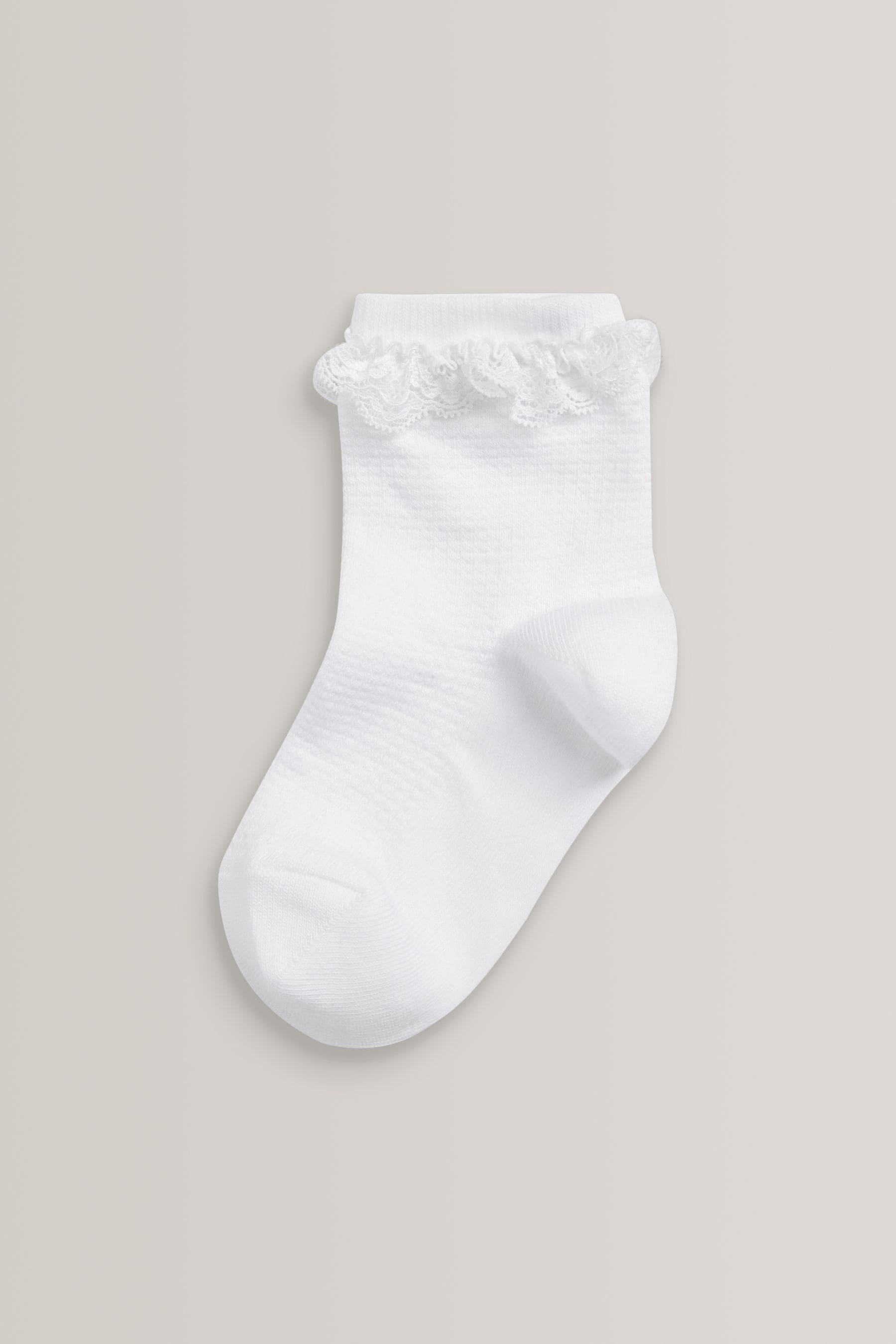 White 5 Pack Cotton Rich Ruffle Ankle Socks