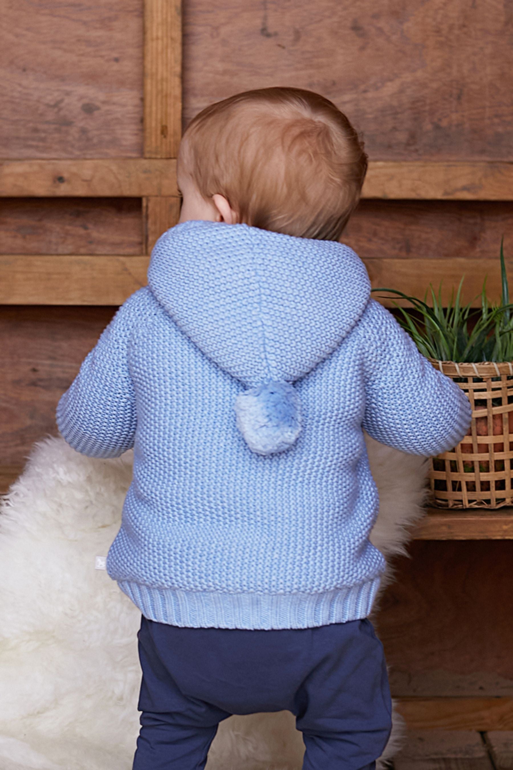 The Little Tailor Baby Pixie Pram Coat with Plush Lining and Pom Pom