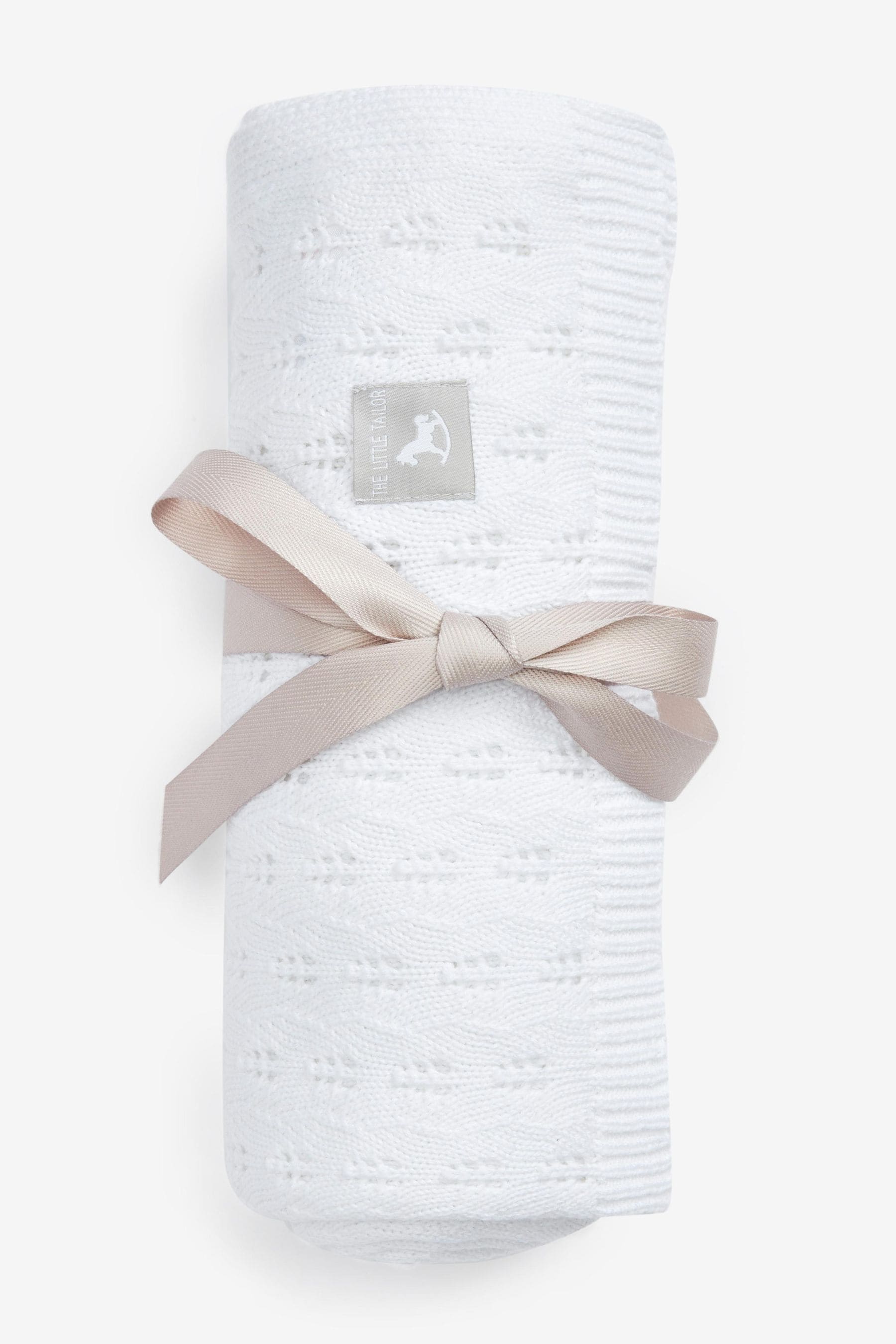 The Little Tailor White 100% Cotton Pointelle Baby Blanket