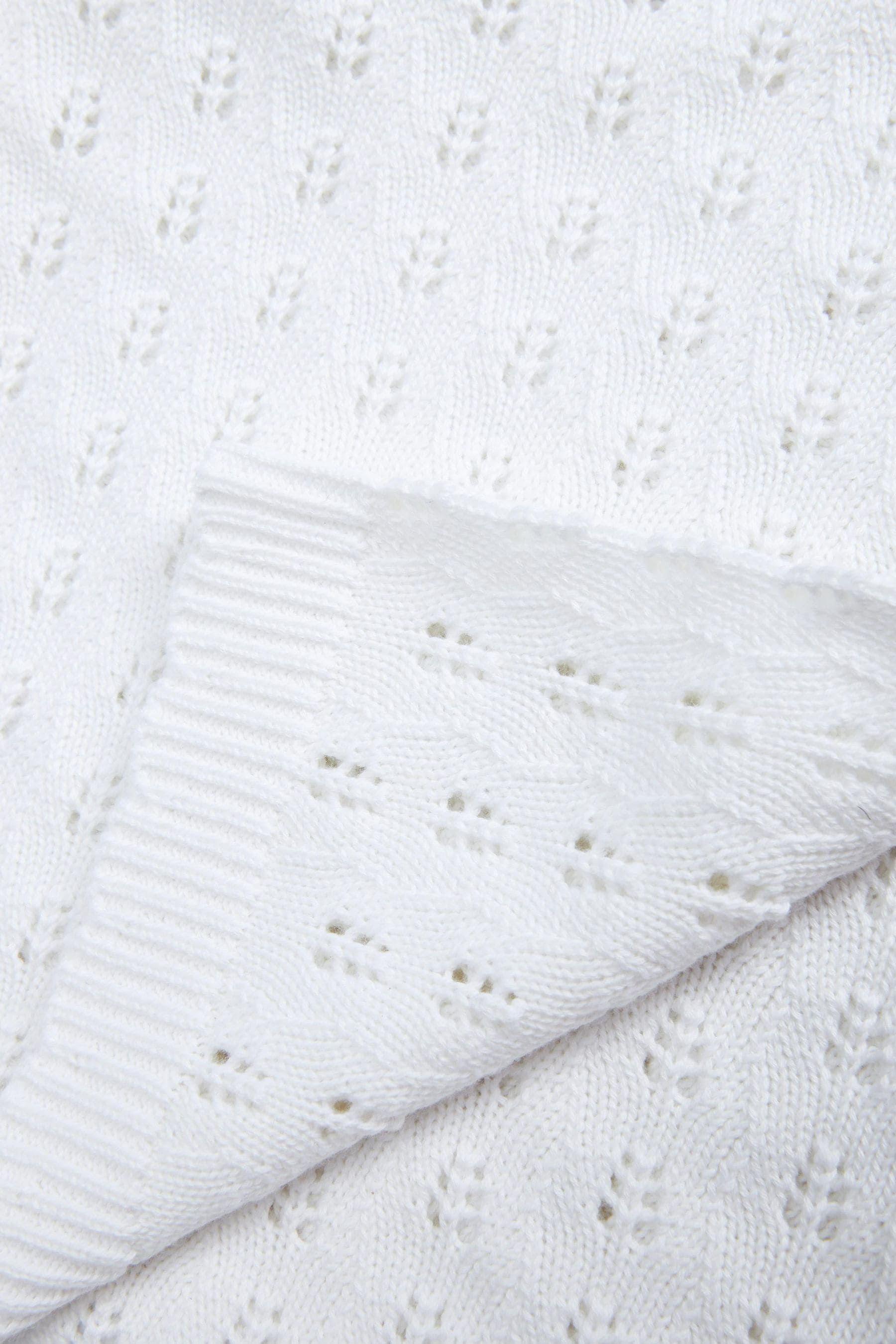 The Little Tailor White 100% Cotton Pointelle Baby Blanket