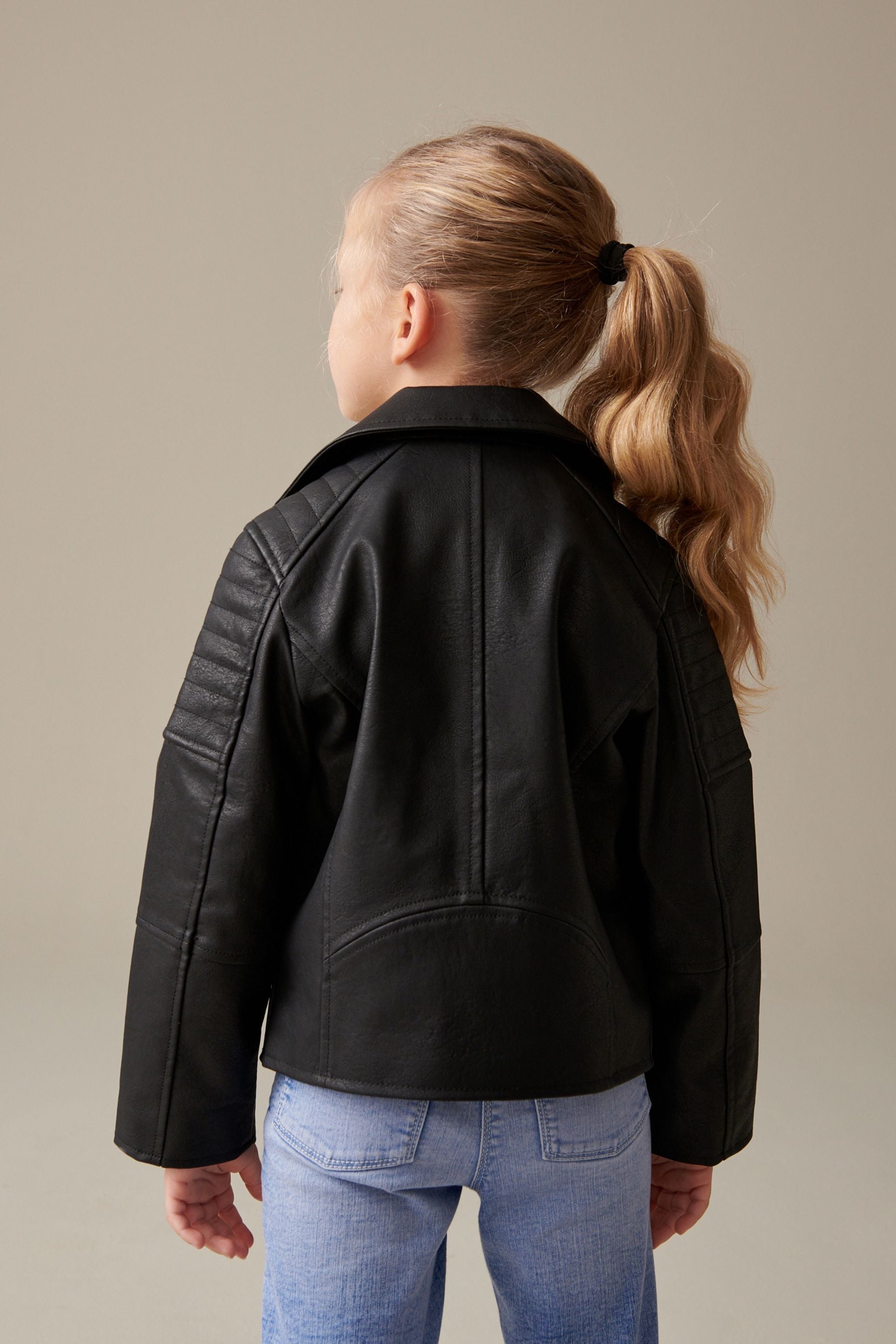 Black PU Biker Jacket (3-16yrs)