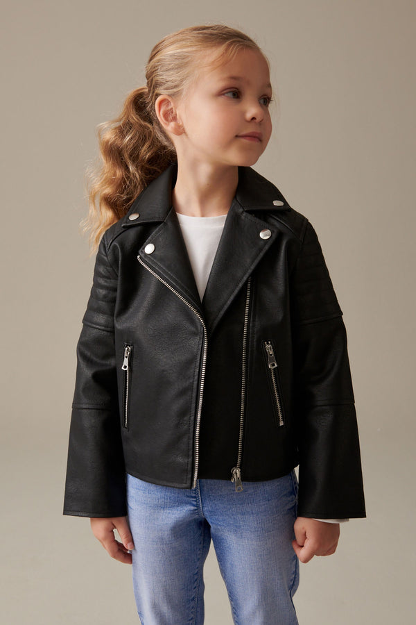 Black PU Biker Jacket (3-16yrs)