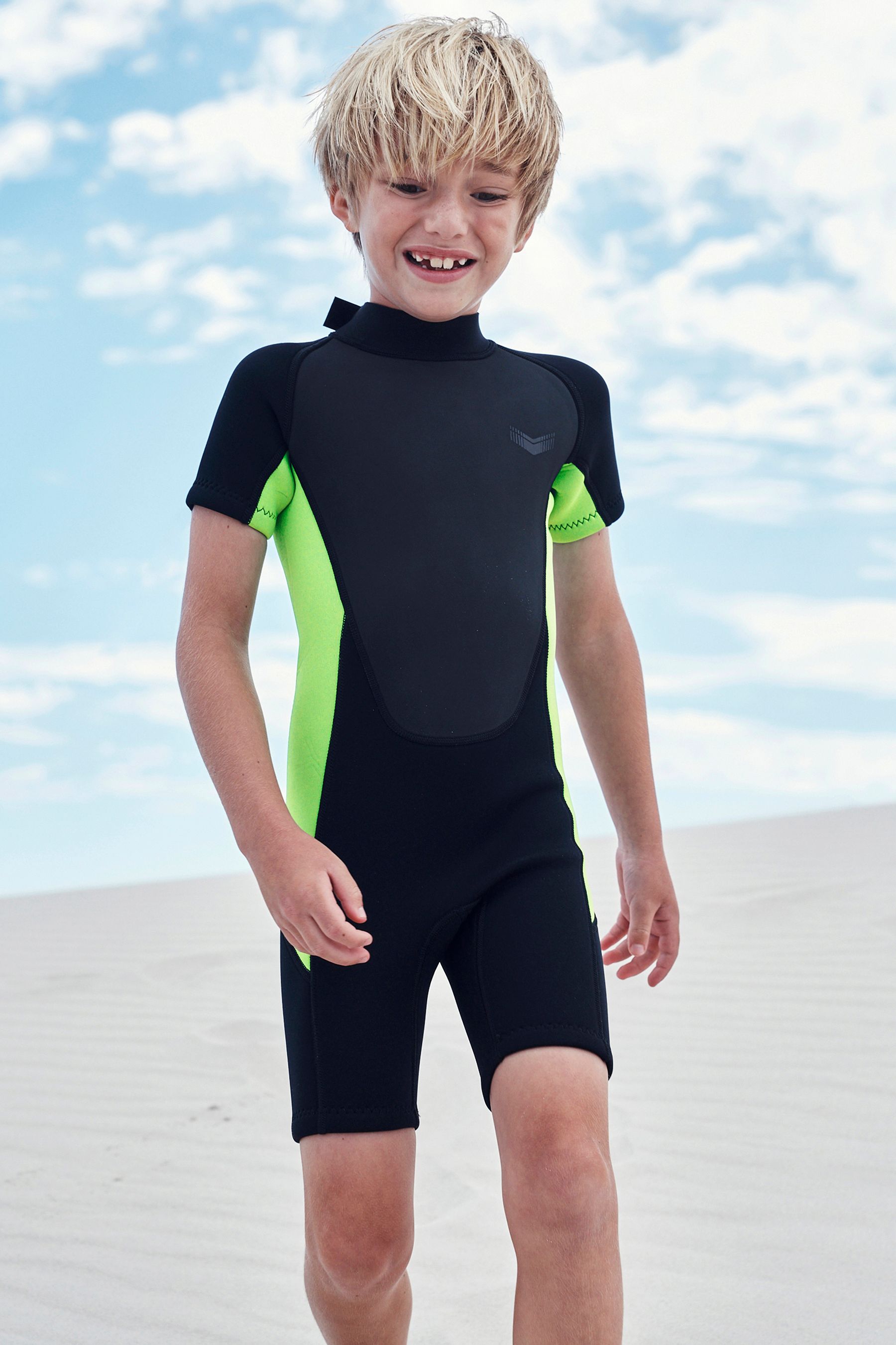 Black and Green Short Sleeve Wetsuit (1-16yrs)