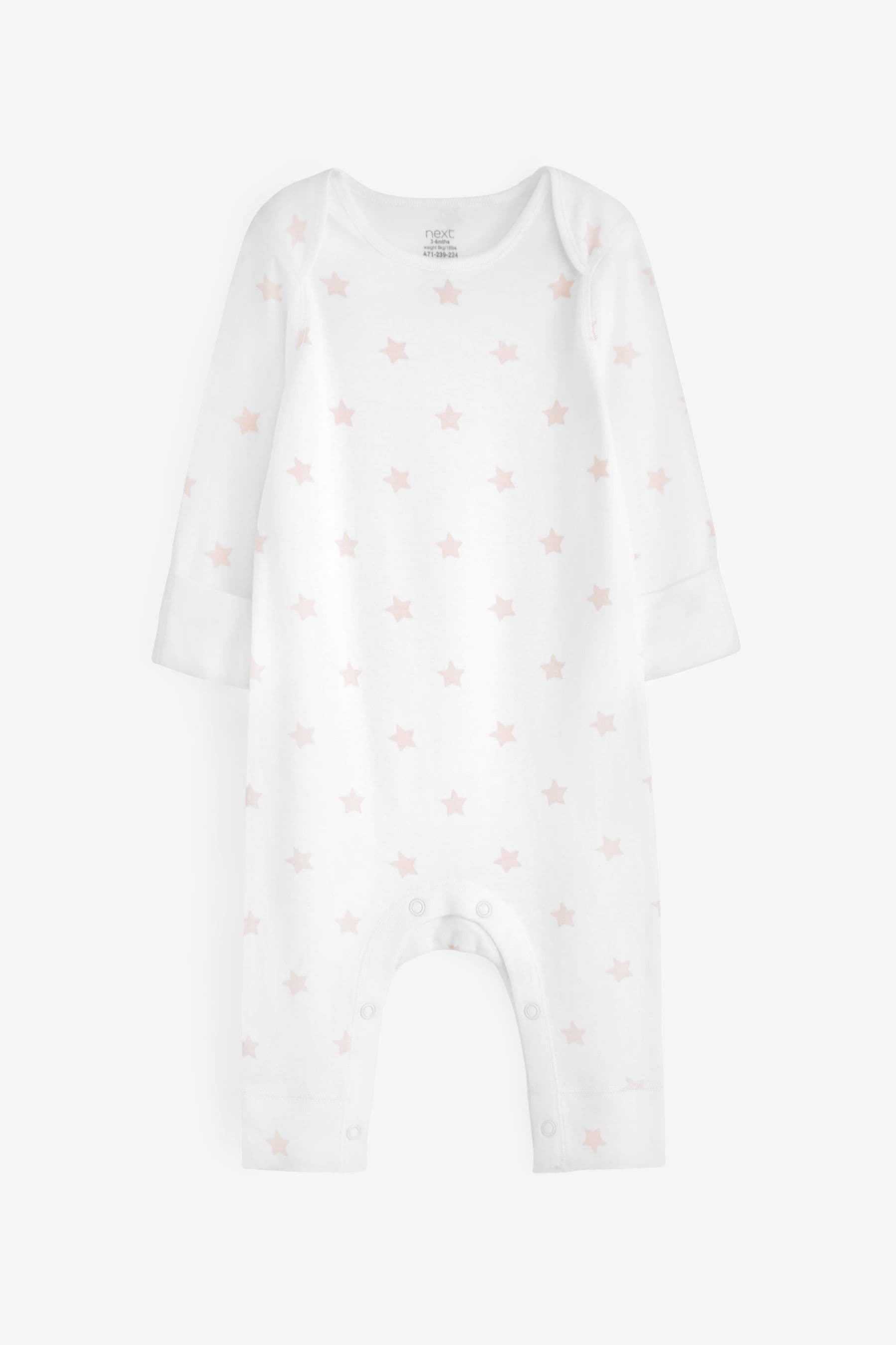 Pink Star 2 Pack Kind To Skin Baby Sleepsuits (0-2yrs)