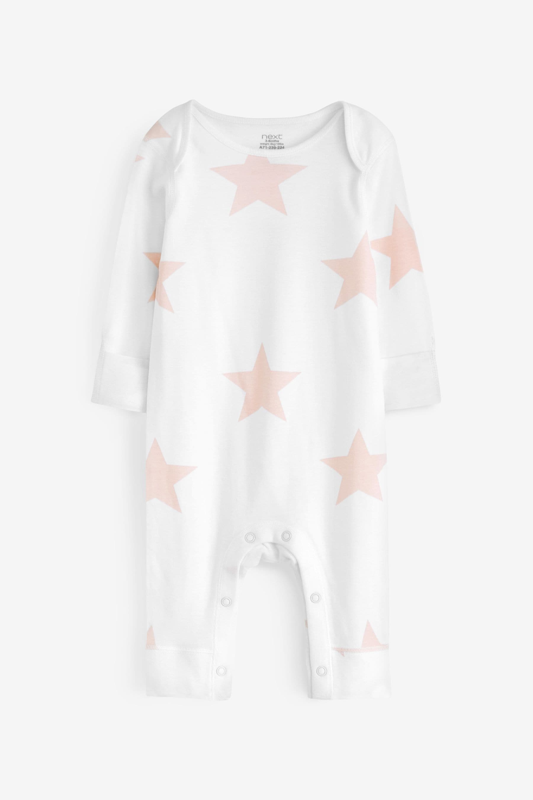 Pink Star 2 Pack Kind To Skin Baby Sleepsuits (0-2yrs)