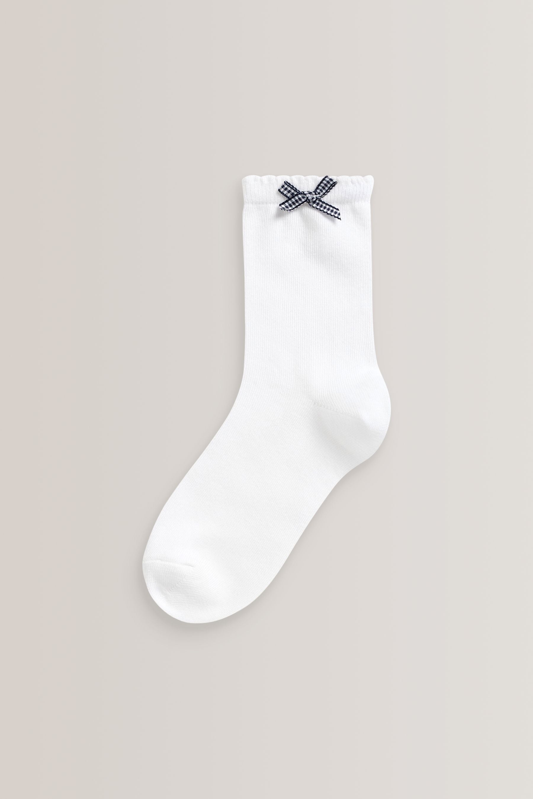 Navy 5 Pack Cotton Rich Gingham Ankle School Socks