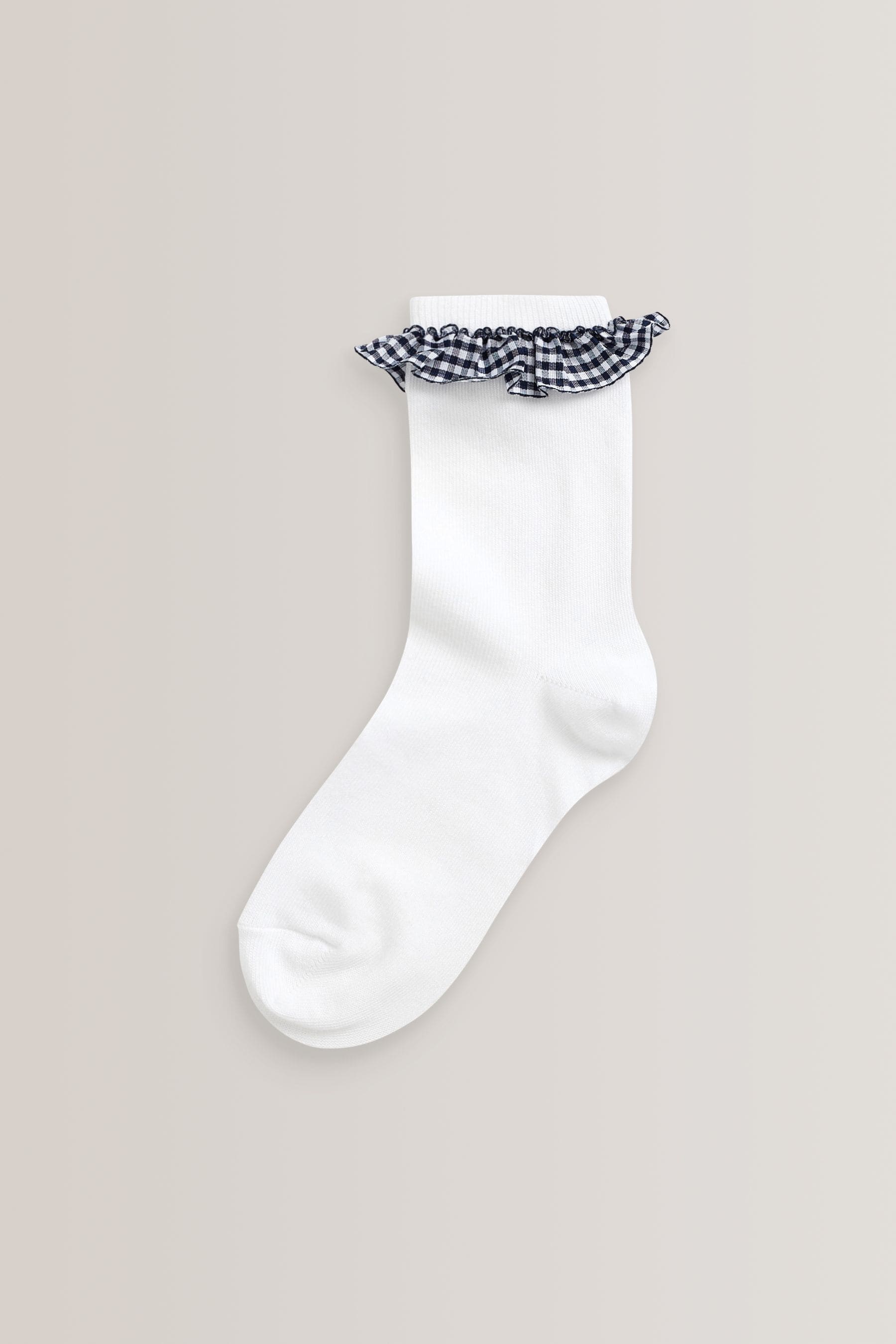 Navy 5 Pack Cotton Rich Gingham Ankle School Socks