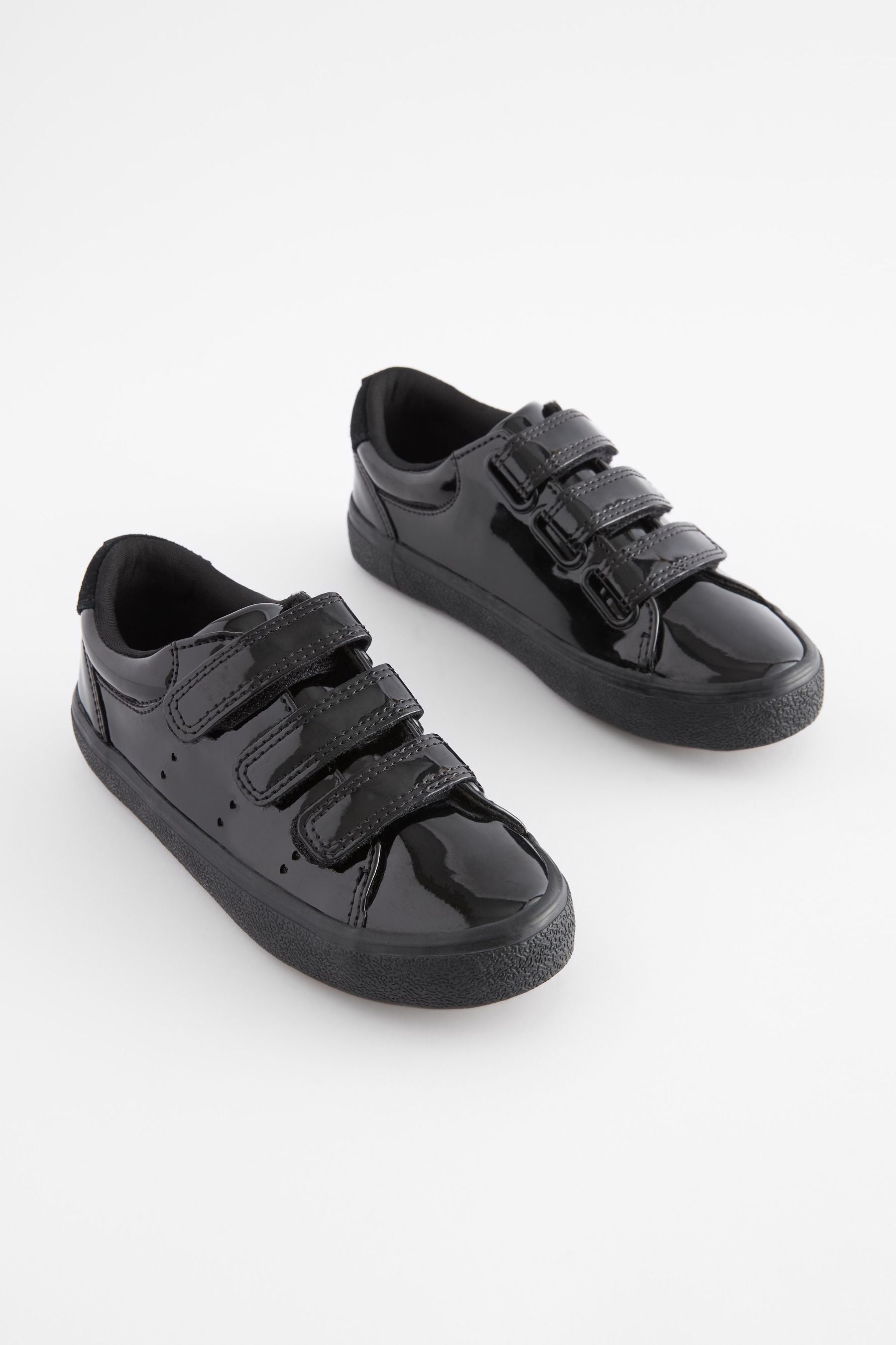 Black Patent Touch Fastening Trainers