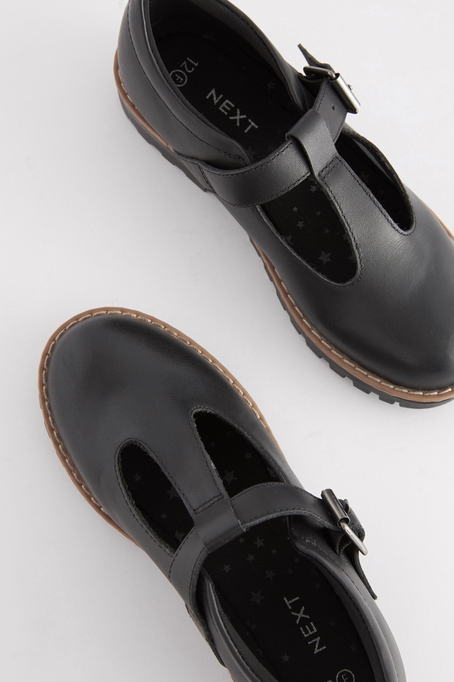 Black Standard Fit (F) Leather School T-Bar Shoes