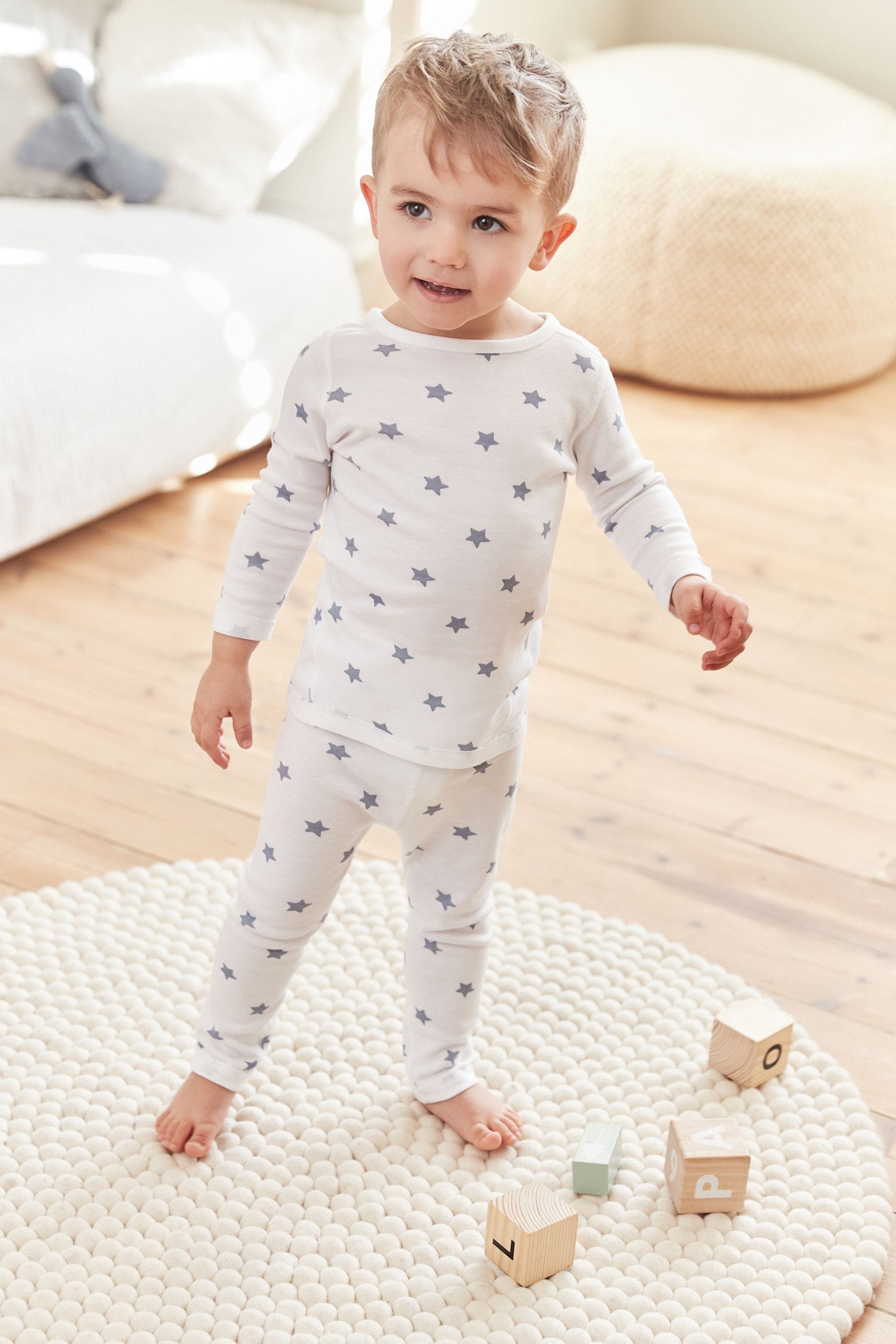 Blue/ White Star 2 Pack Kind To Skin Pyjama Set (9mths-12yrs)