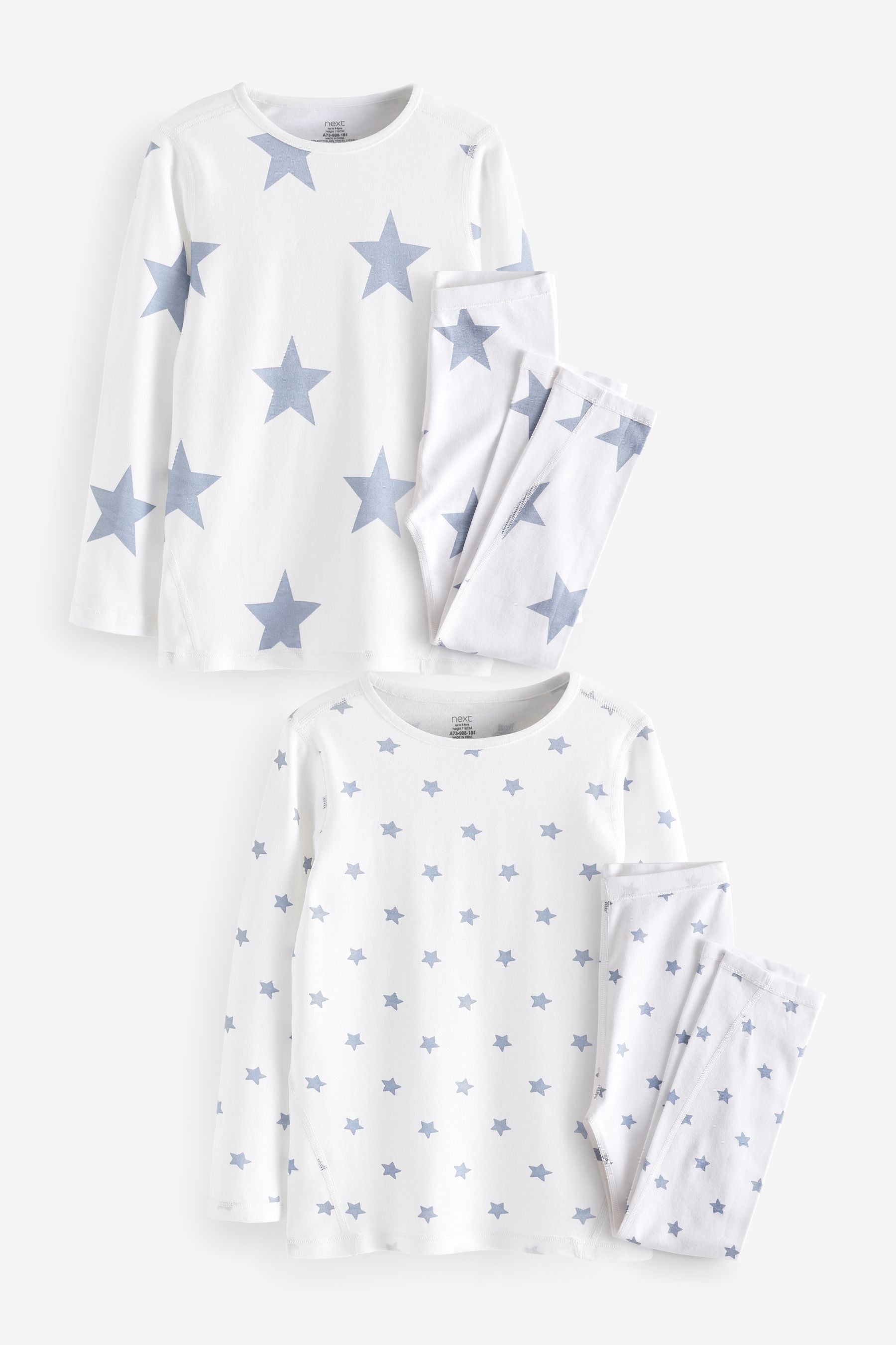 Blue/ White Star 2 Pack Kind To Skin Pyjama Set (9mths-12yrs)