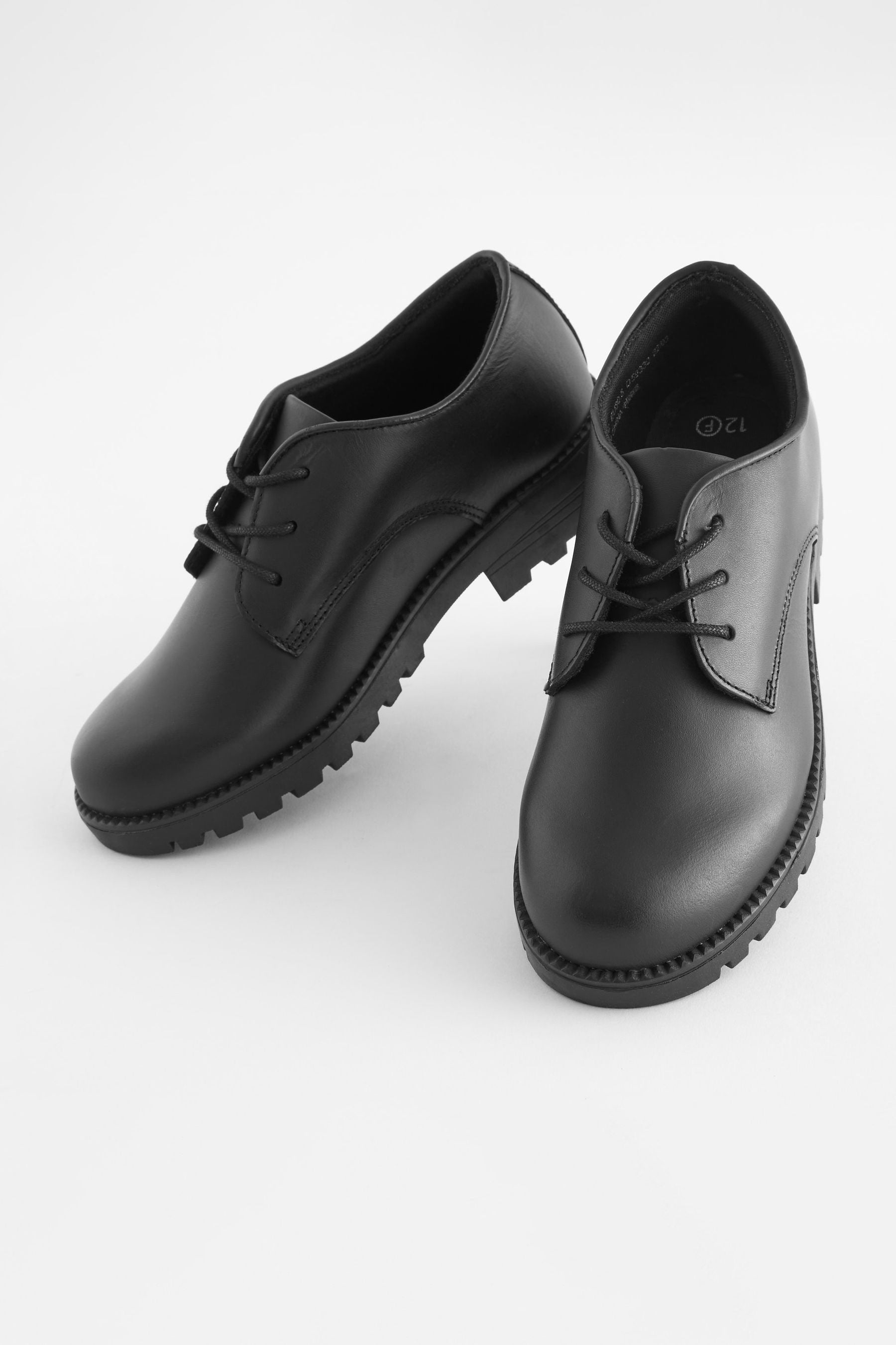 Black Standard Fit (F) School Leather Lace-Up Shoes