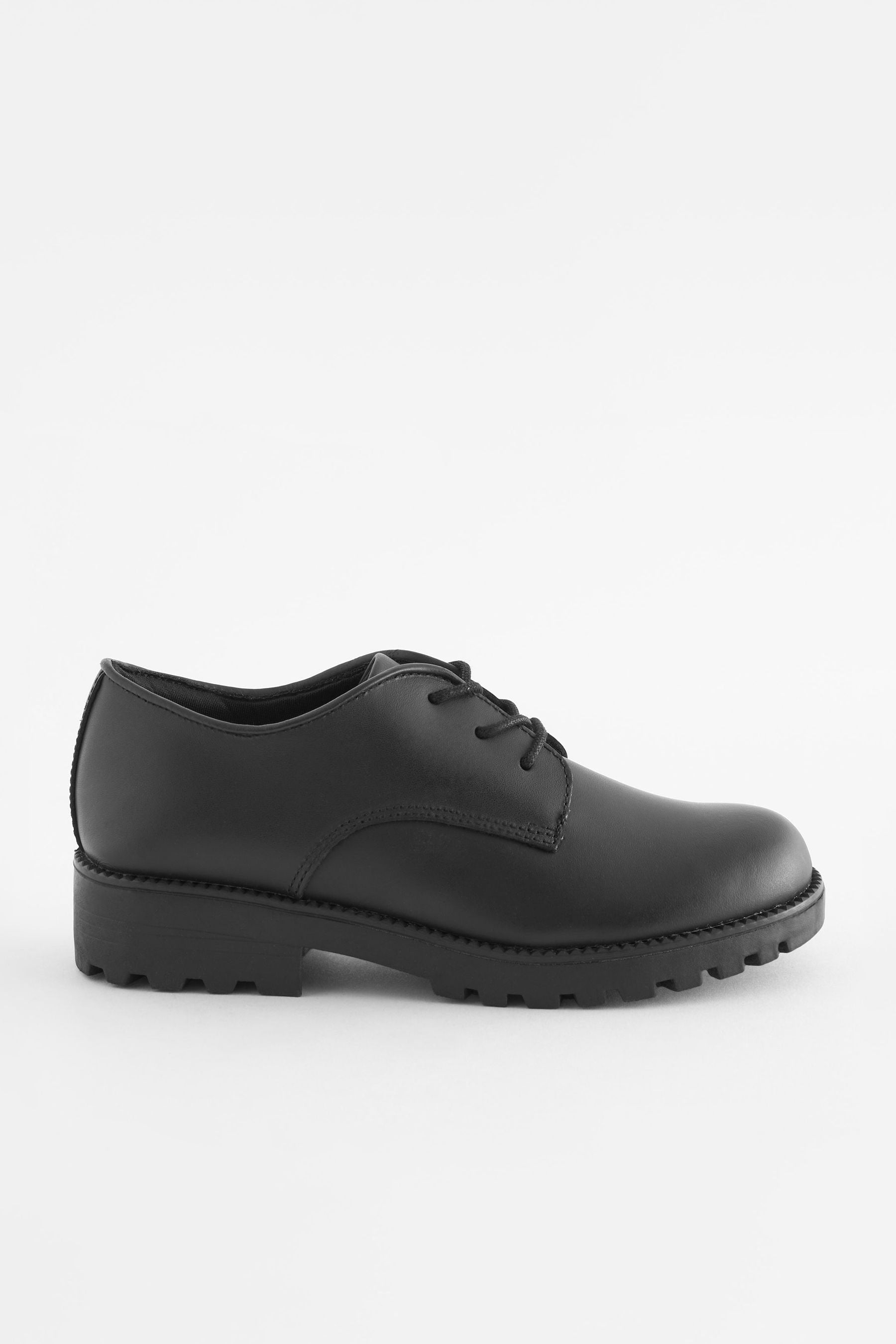 Black Standard Fit (F) School Leather Lace-Up Shoes